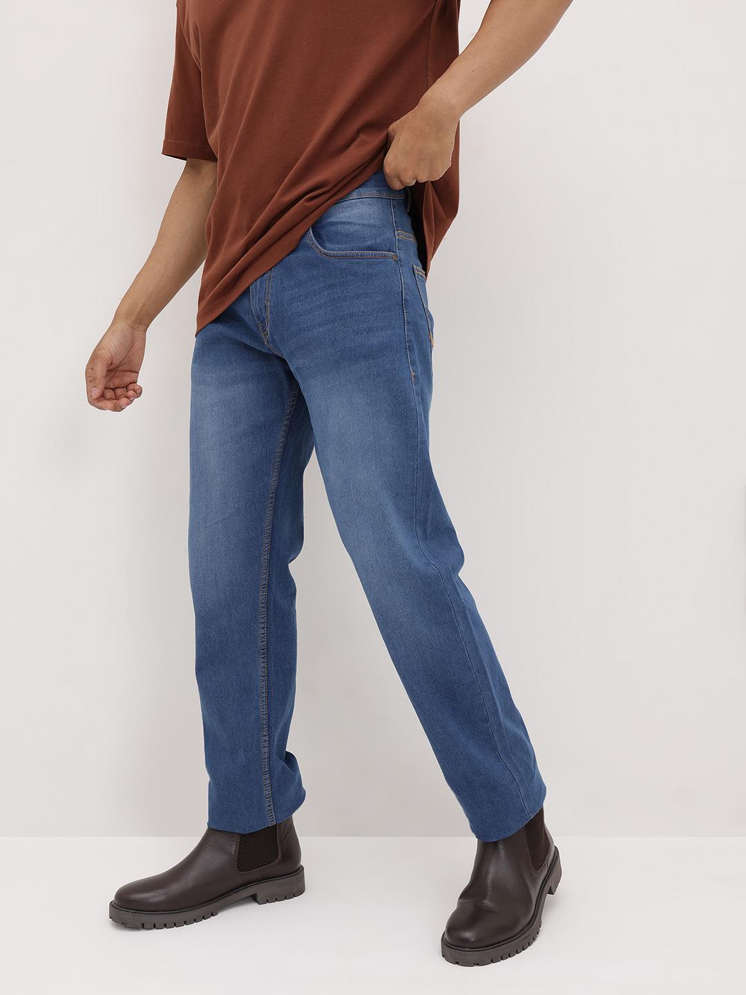 The Roadster Life Co. Men Regular Fit Mid-Rise Light Fade Stretchable Jeans