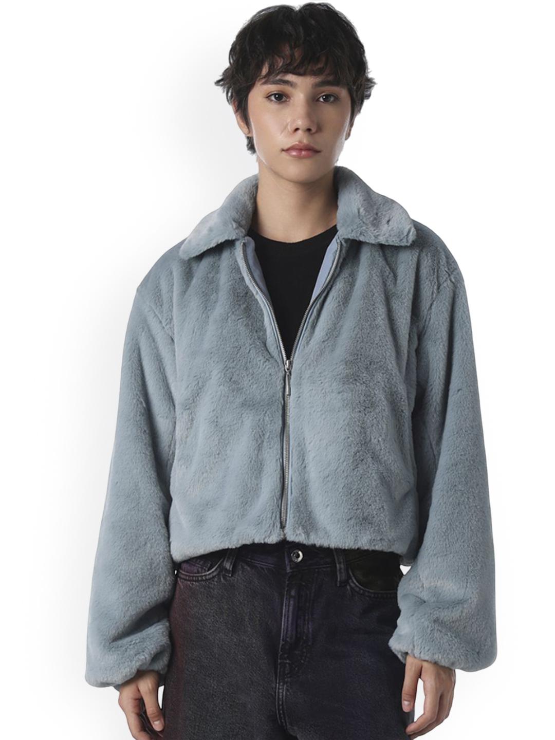 ONLY Women Spread Collar Solid Parka Jacket