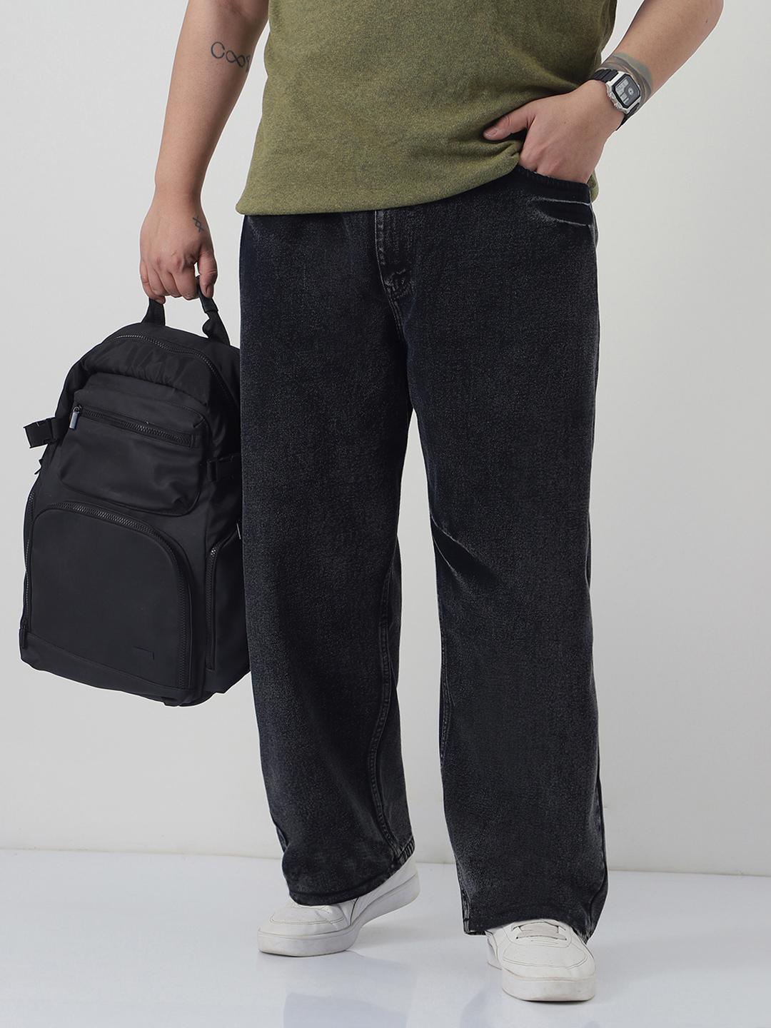 Urbano Plus Men Loose Baggy Fit Mid-Rise Washed Non-Stretchable Jeans