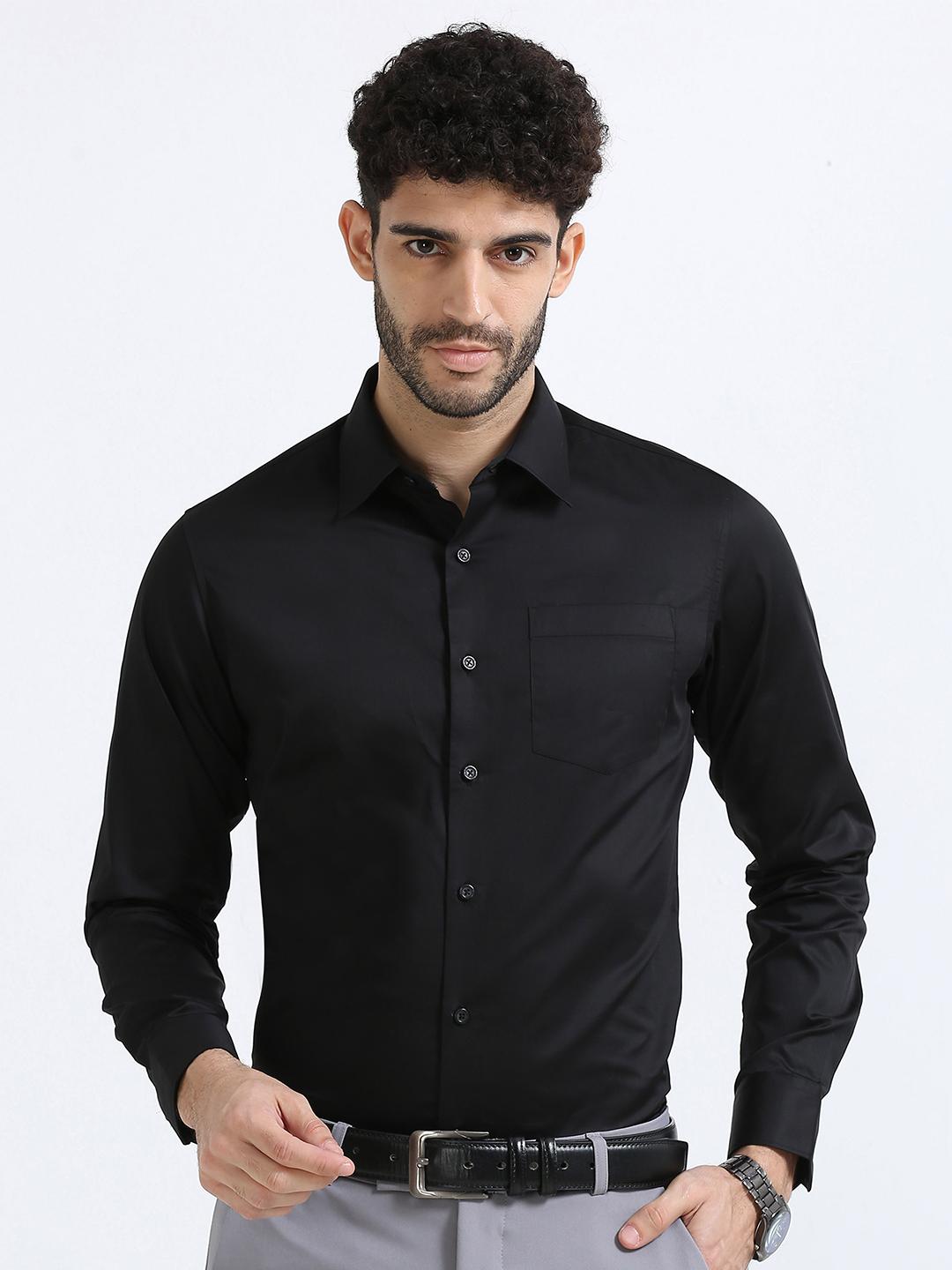 Buy THE FORMAL CLUB Men Cambridge Giza Cotton Smart Fit Pointed Collar ...