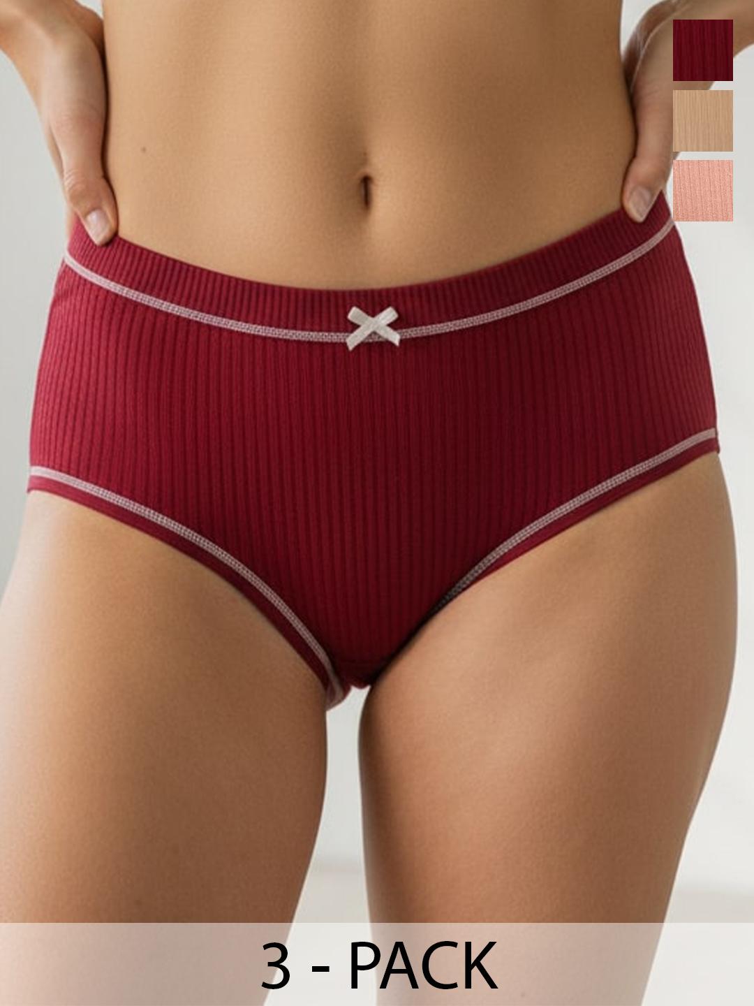 Buy Moda Rapido Pack Of 3 Self Design Low Rise Seamless Hipster Briefs -  - Apparel for Women