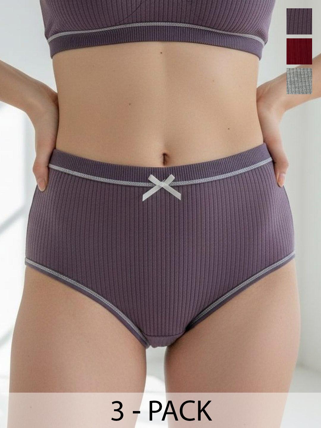 Buy Moda Rapido Pack Of 3 Self Design Low Rise Hipster Briefs -  - Apparel for Women