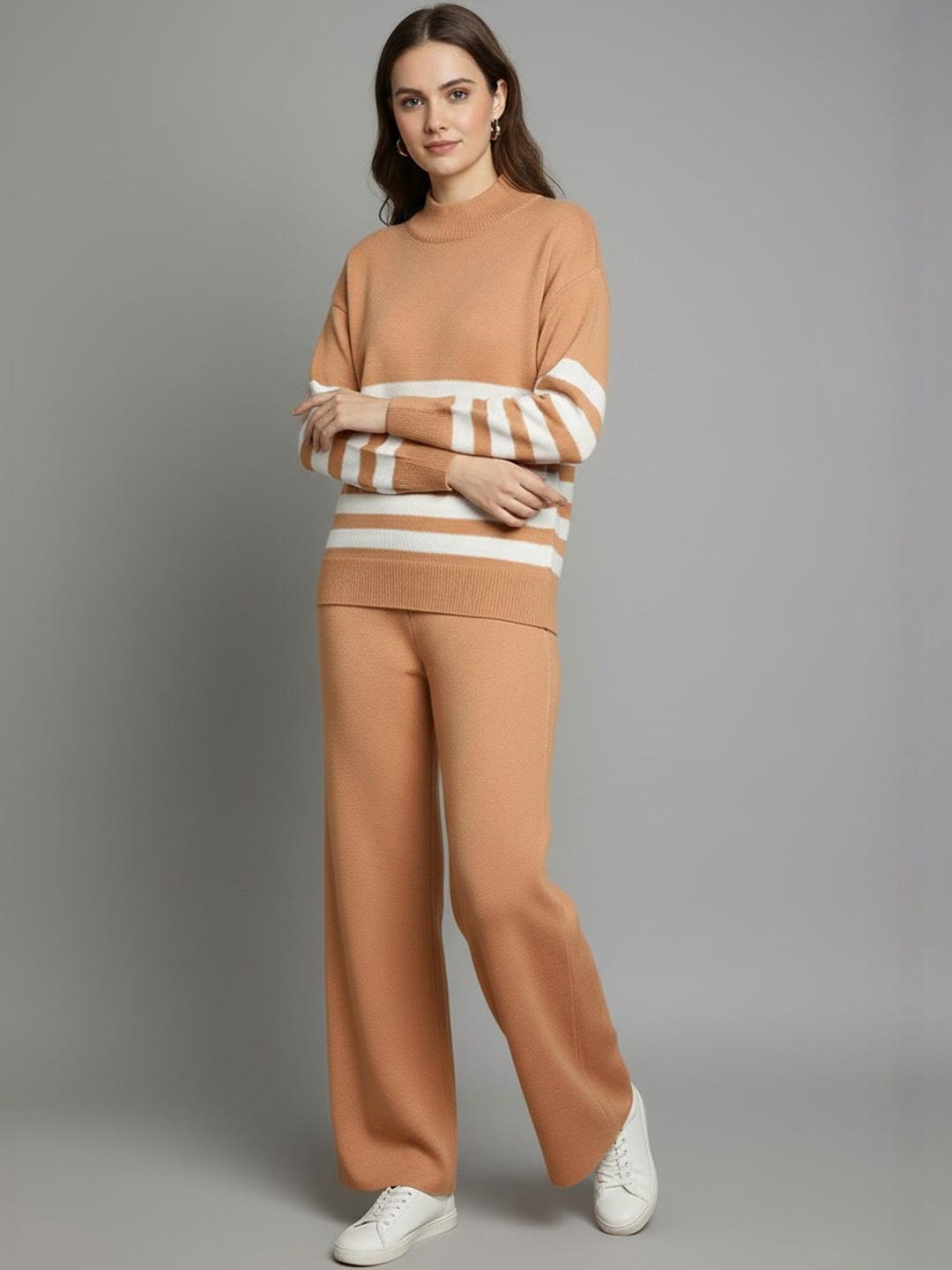 Buy The Roadster Lifestyle Co Self Design Woollen Round Neck Sweater & Trousers Co Ords -  - Apparel for Women