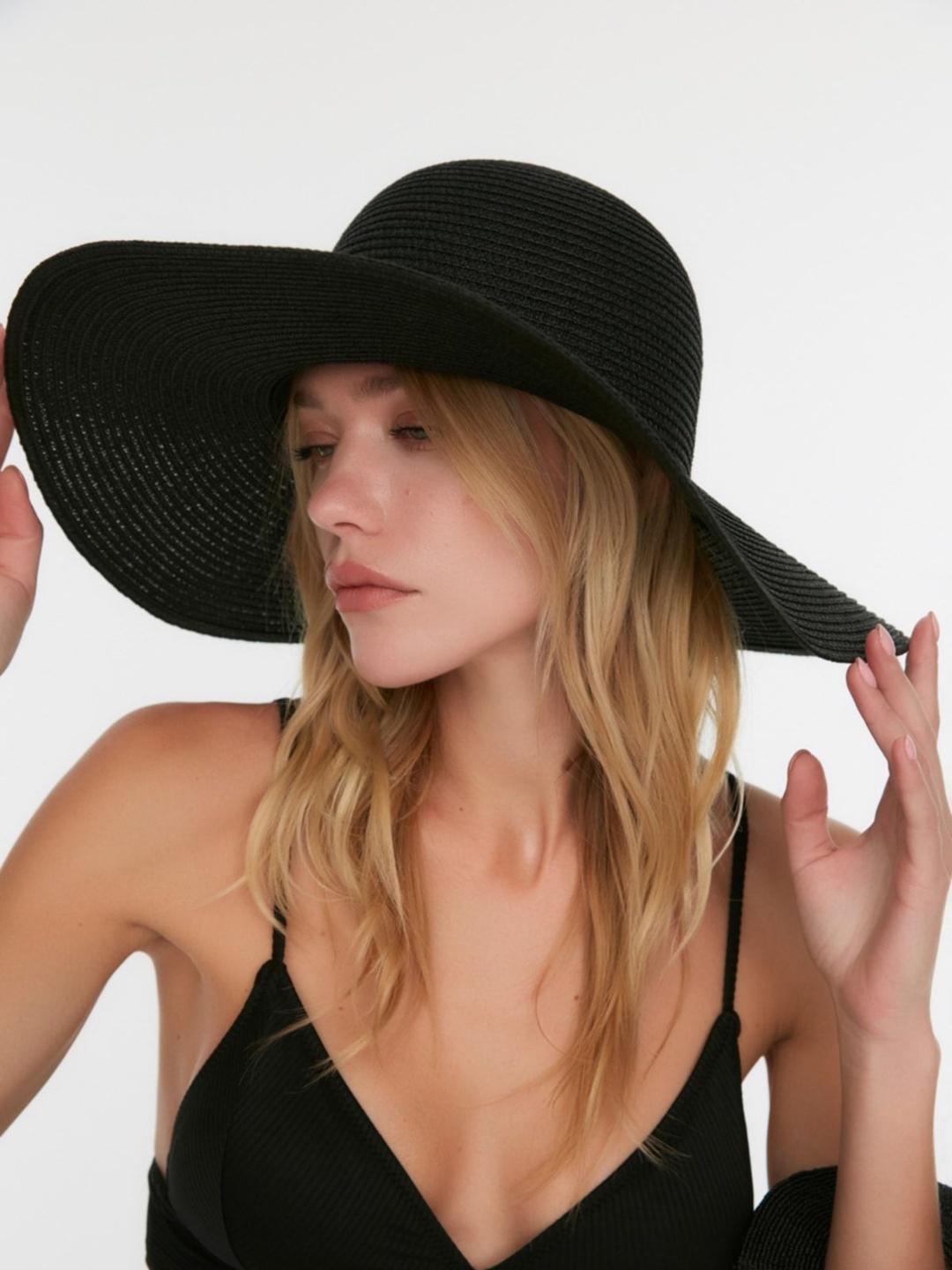 Buy Trendyol Women Black Solid Sun Hat - - Accessories for Women