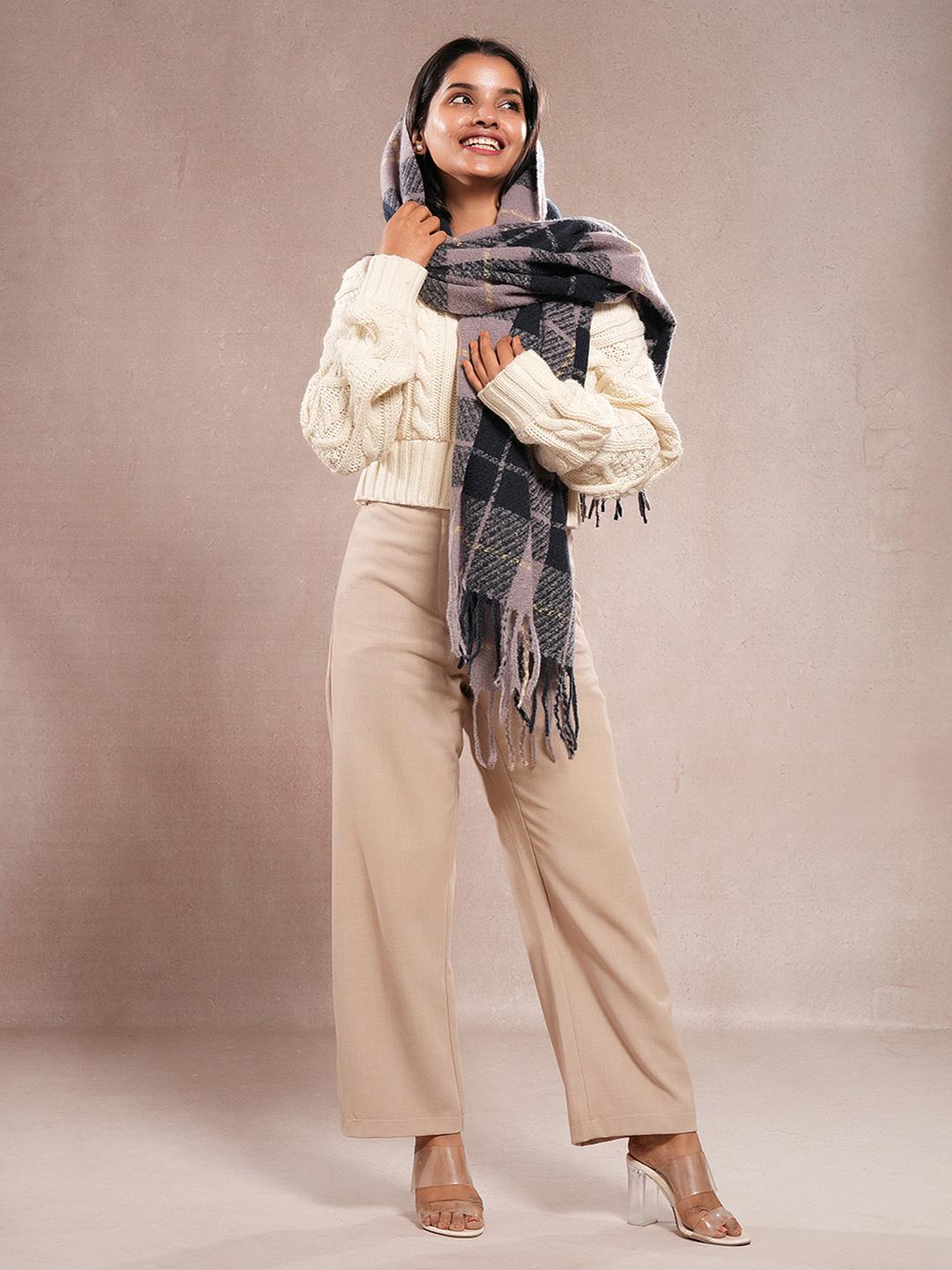 Buy CrossKulture Checked Woollen Shawl - - Accessories for Women