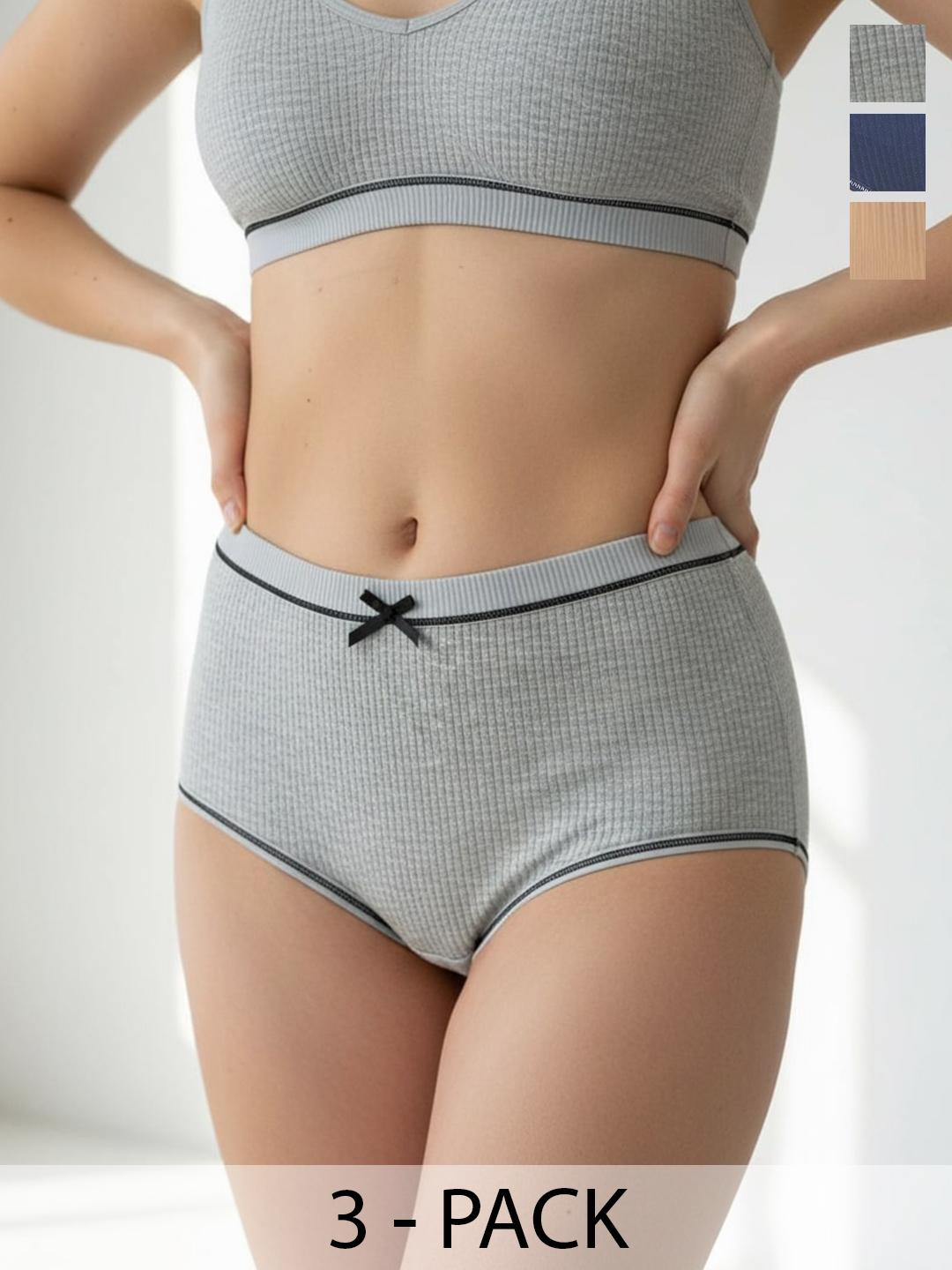 Buy Moda Rapido Pack Of 3 Self Design Low Rise Seamless Hipster Briefs -  - Apparel for Women