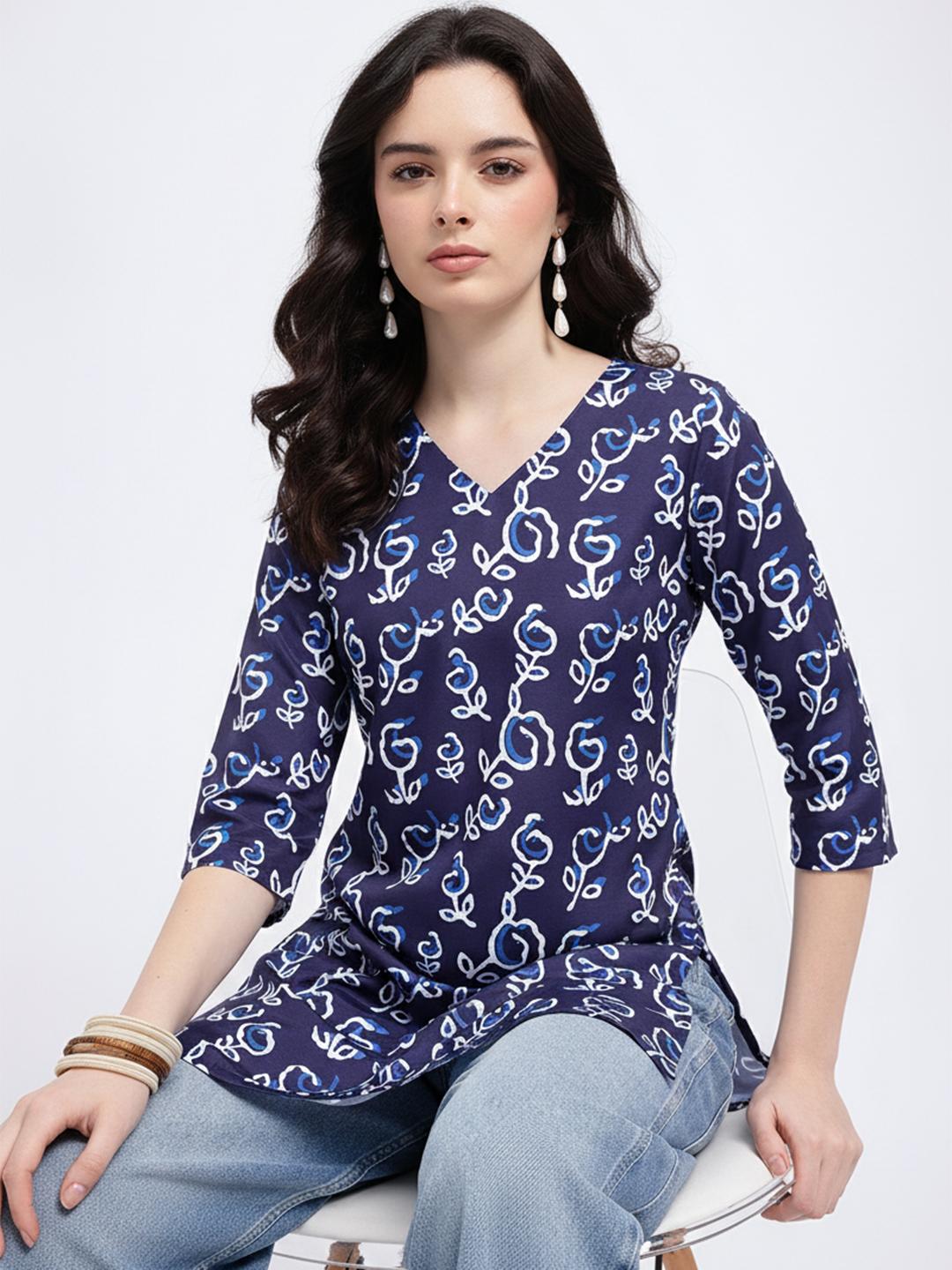 Buy Anouk Rustic Abstract Printed V Neck Kurti - Kurtis for Women ...