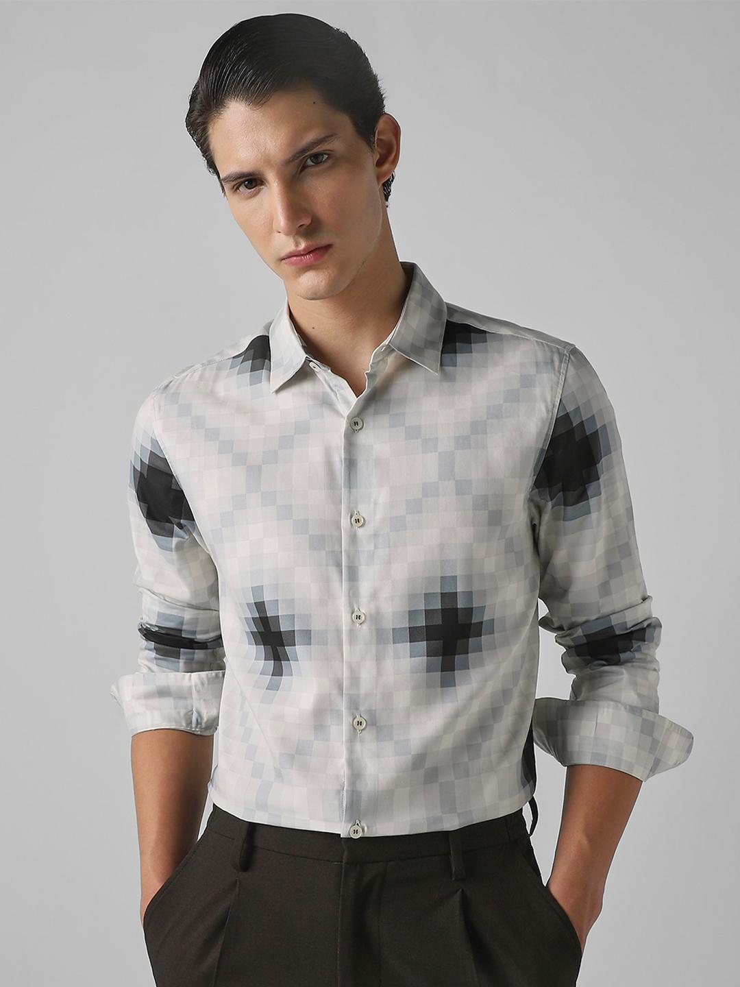 Mufti Men Slim Fit Geometric Printed Spread Collar Casual Shirt