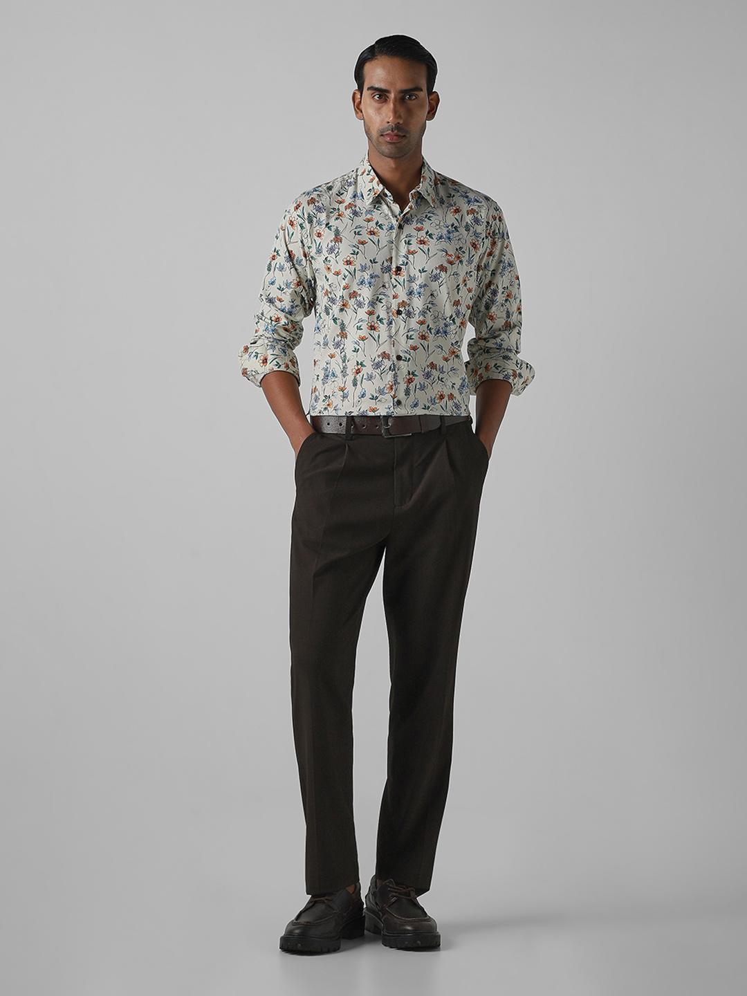 Mufti Slim Fit Floral Printed Cotton Casual Shirt
