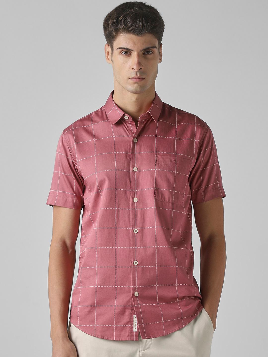 Mufti Men Slim Fit Windowpane Checks Opaque Checked Casual Shirt