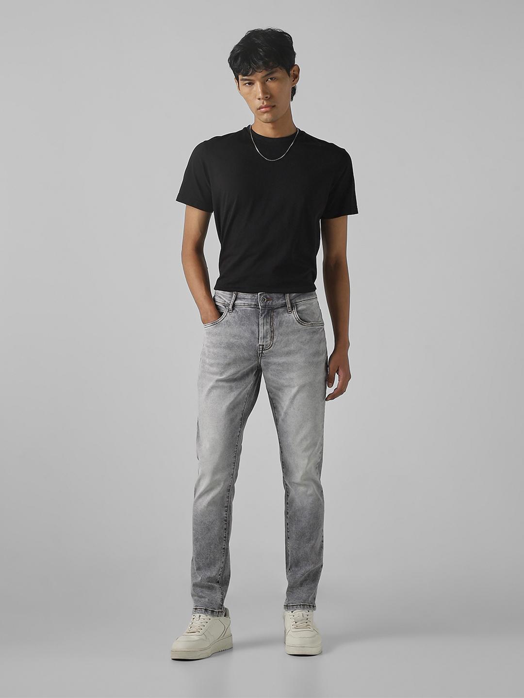 Mufti Men Skinny Fit Mid-Rise Heavy Fade Stretchable Jeans
