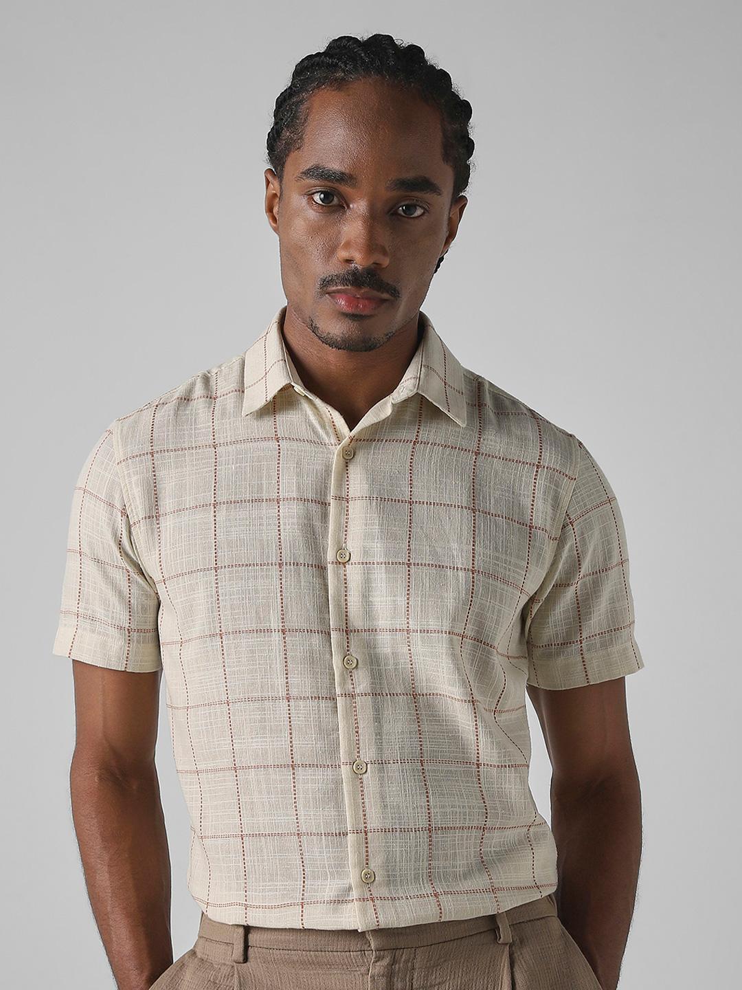Mufti Men Checked Spread Collar Casual Shirt