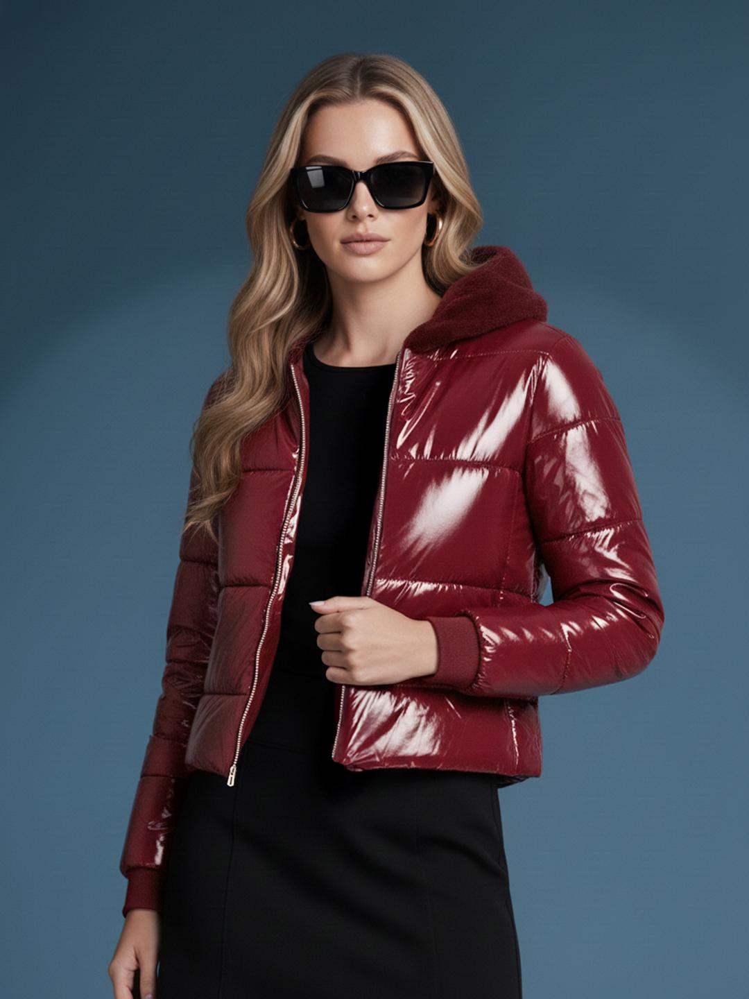 bebe Faux Fur Collar Puffer Jacket