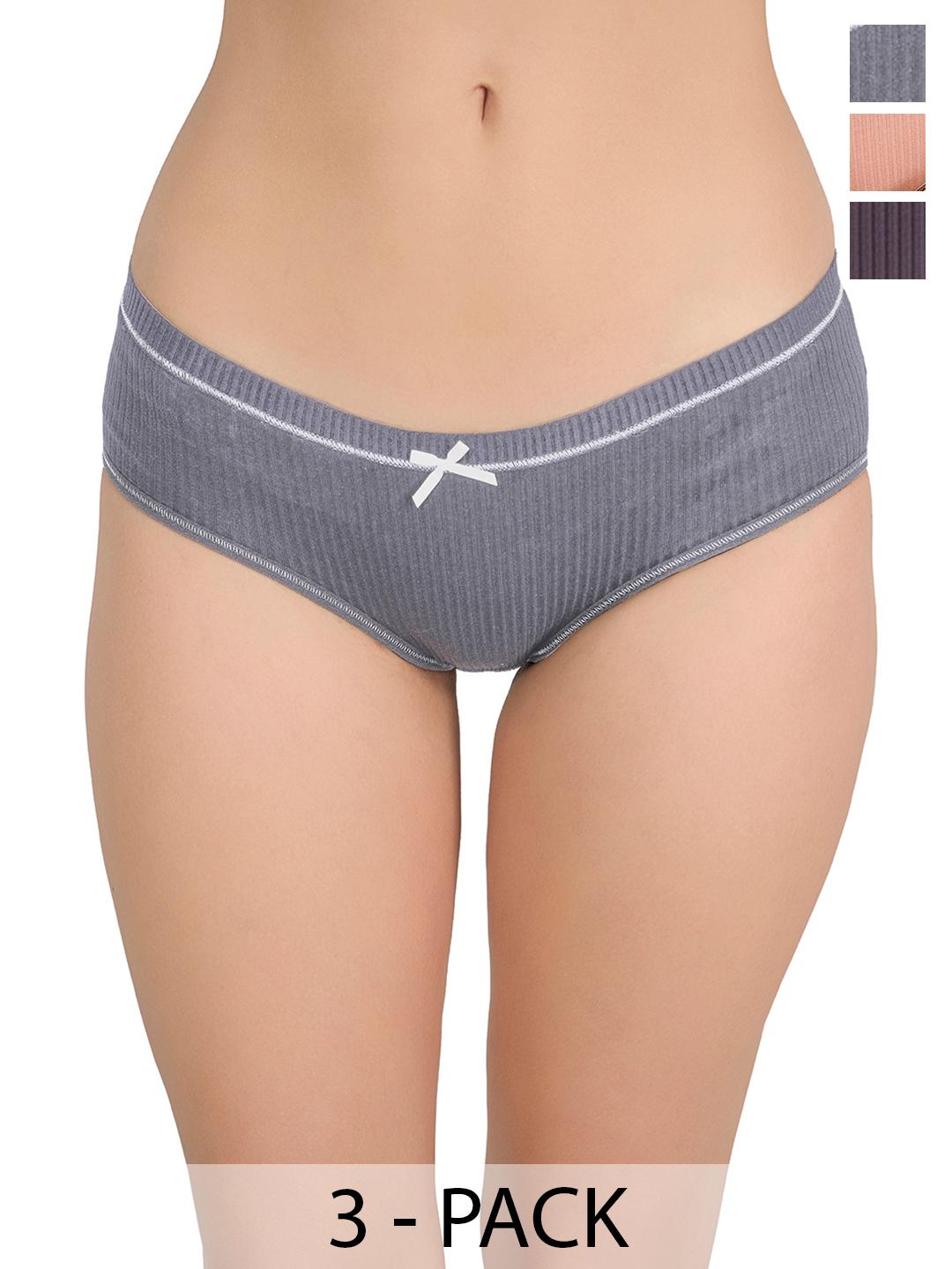 Buy Moda Rapido Pack Of 3 Self Design Low Rise Hipster Briefs - - Apparel for Women