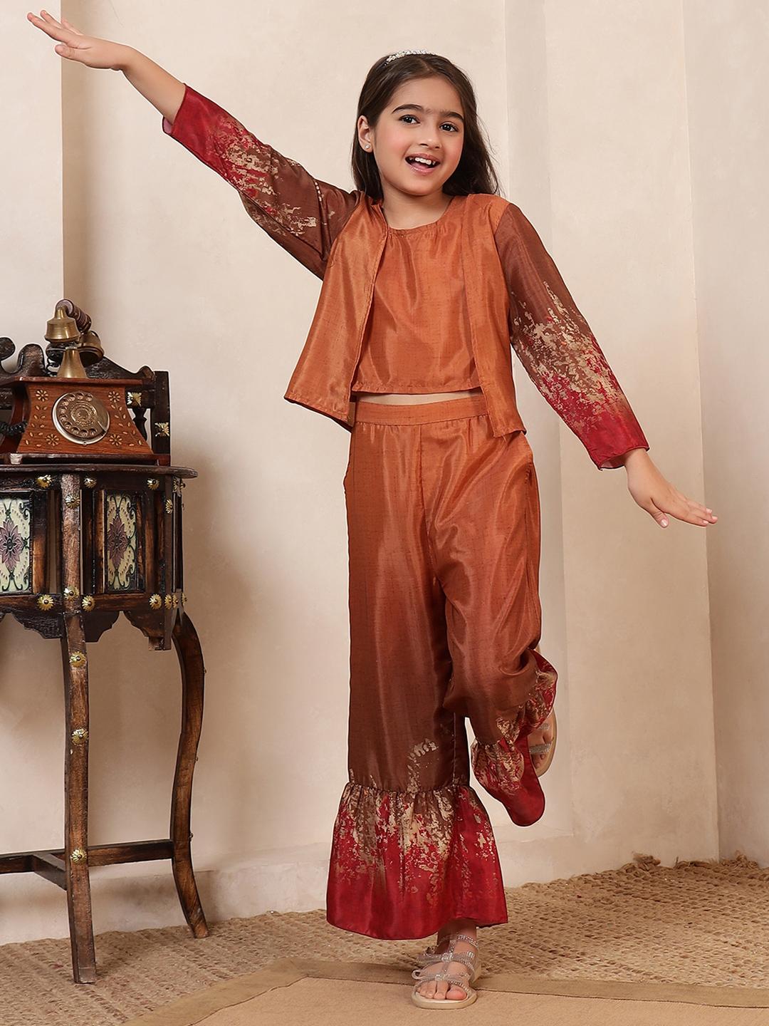 Buy Bugandbees Dyed Round Neck Top & Trousers Co Ords - - Apparel for Girls