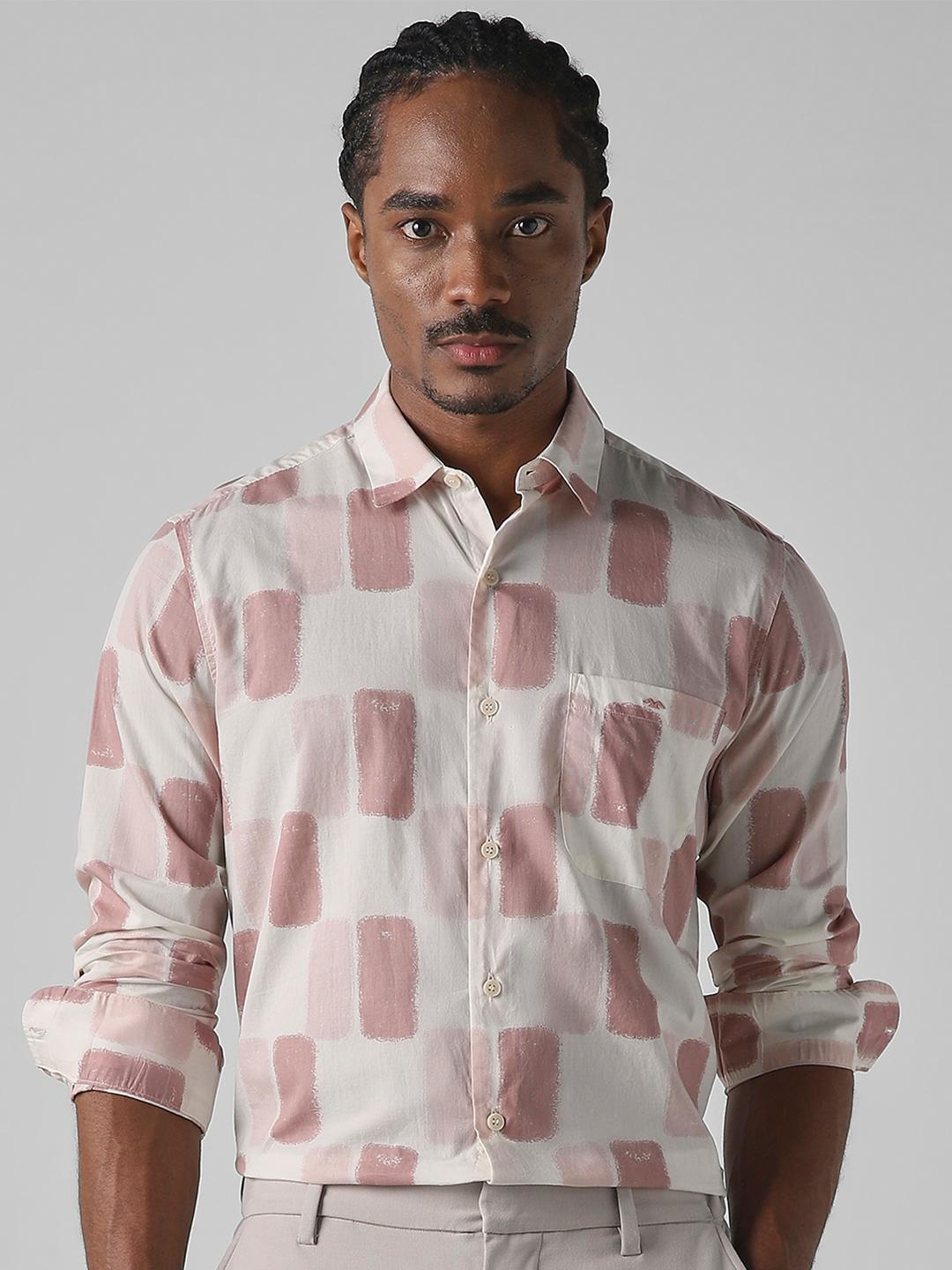 Mufti Men Slim Fit Spread Collar Geometric Printed Cotton Casual Shirt