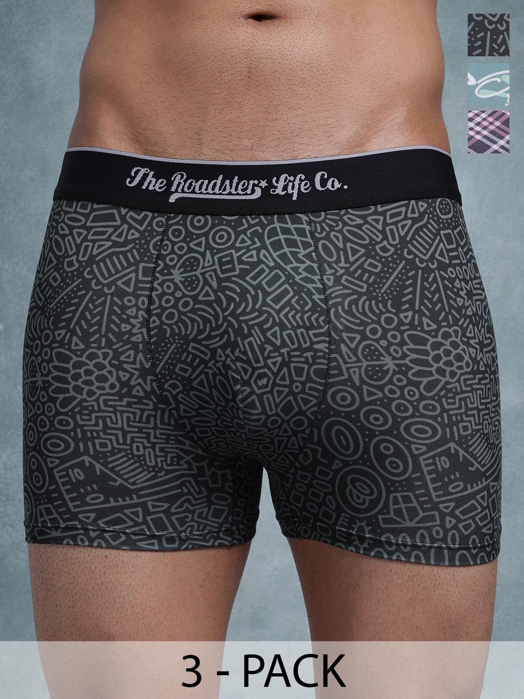 Buy The Roadster Lifestyle Co Pack Of 3 Printed Mid Rise Short Trunks -  - Apparel for Men