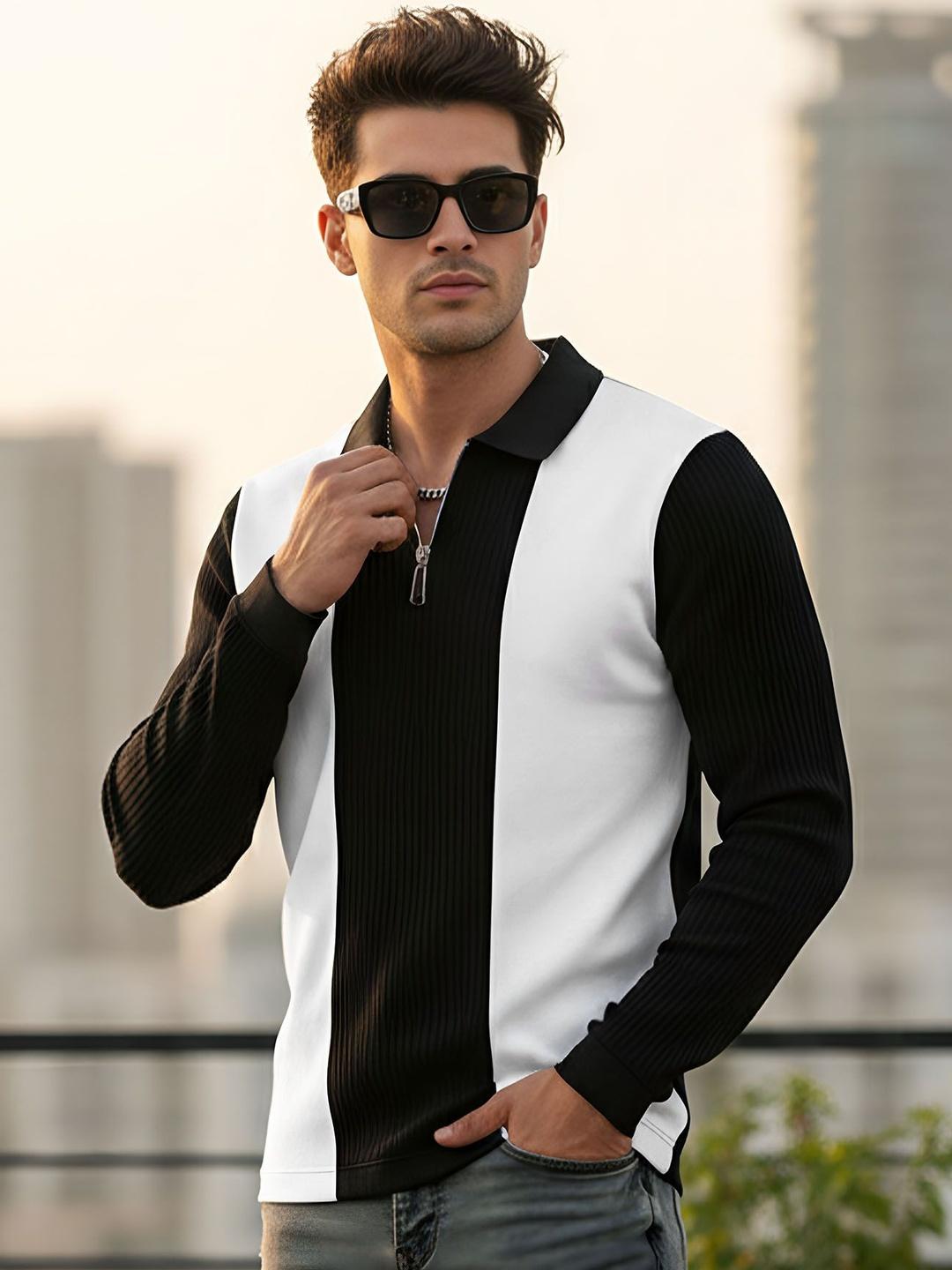 Buy AUSK Men Colourblocked Polo Collar T Shirt - Tshirts for Men ...