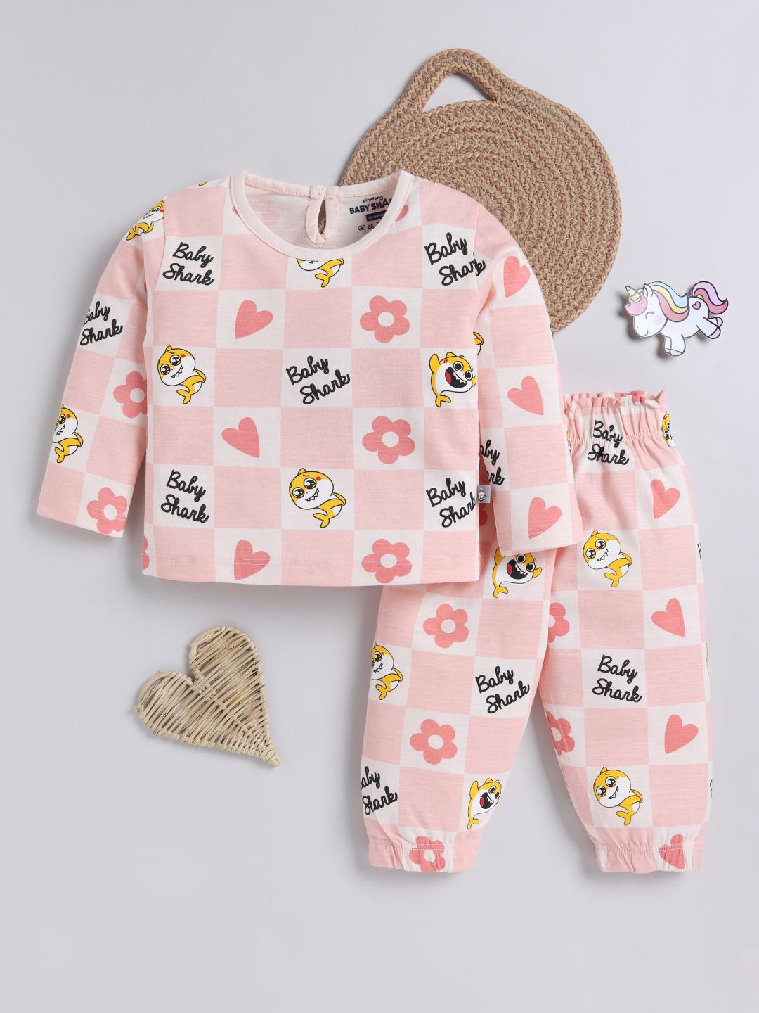 Buy YK X Tinyo Infant Girls Printed Pure Cotton T Shirt With Joggers - - Apparel for Girls