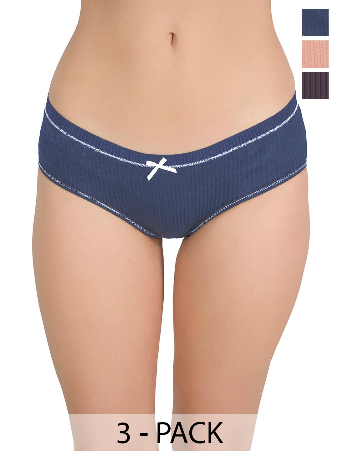 Buy Moda Rapido Pack Of 3 Self Design Low Rise Hipster Briefs -  - Apparel for Women