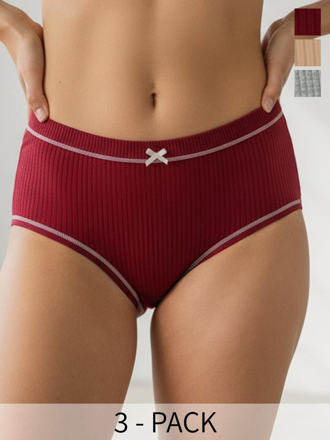 Buy Moda Rapido Pack Of 3 Self Design Low Rise Seamless Hipster Briefs - - Apparel for Women