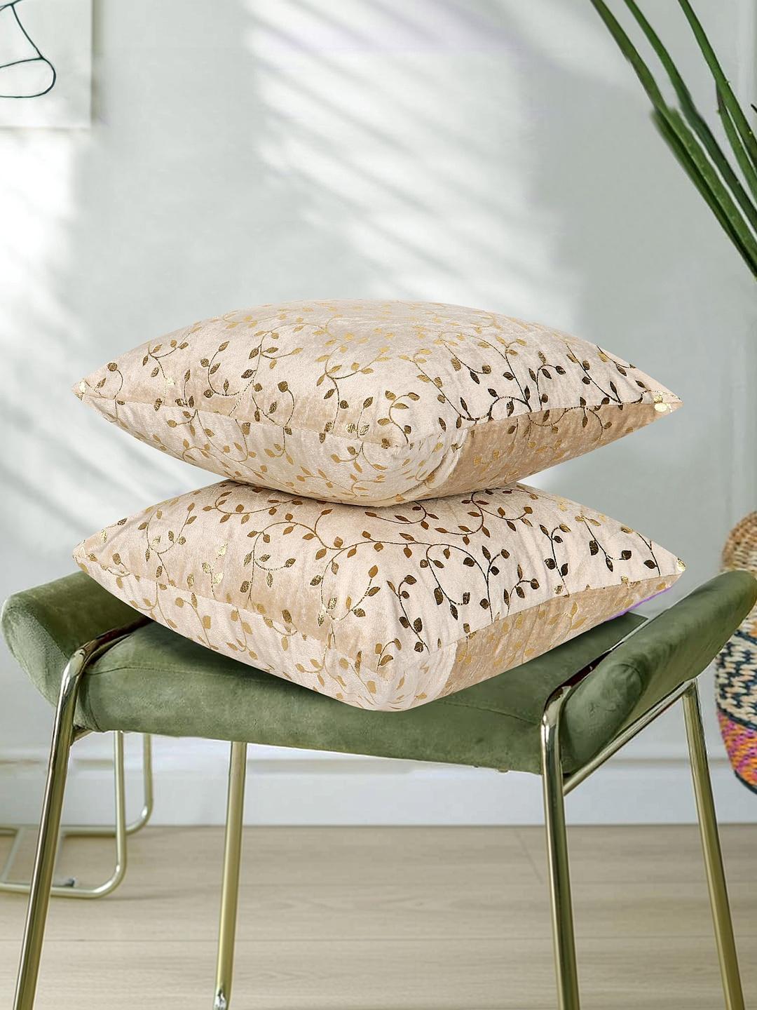 Buy RD TREND Cream Caramel Velvet Set Of 2 Square Cushion Covers 16x16 Inch - - Home for Unisex