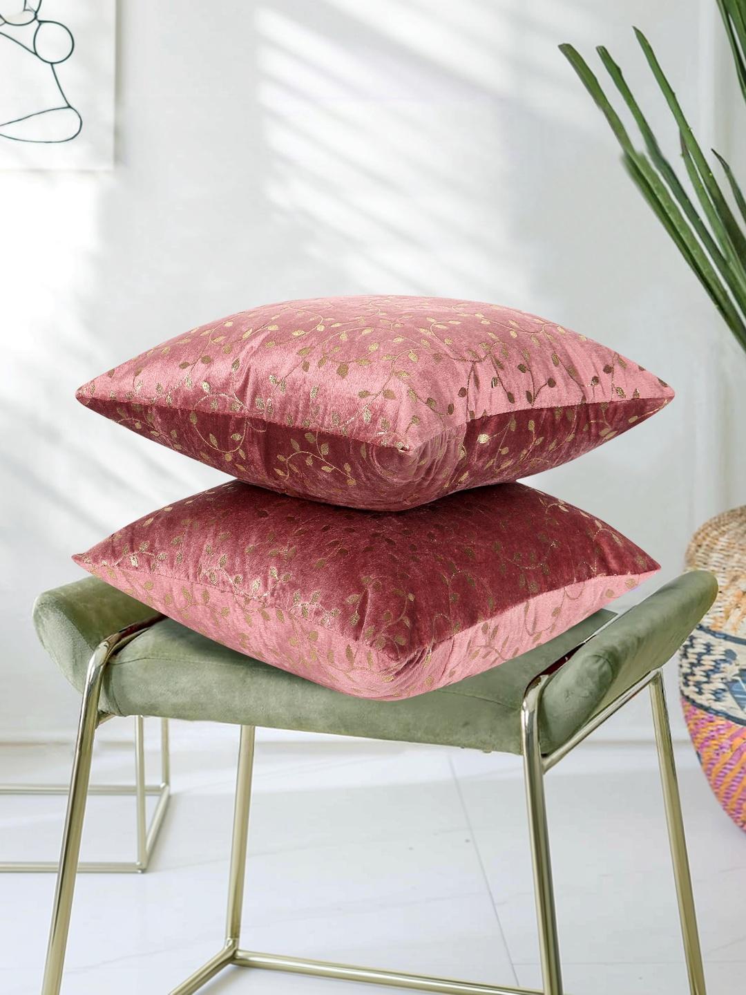 Buy RD TREND Rose Gold Velvet Set Of 2 Square Cushion Covers 16x16 Inch - - Home for Unisex
