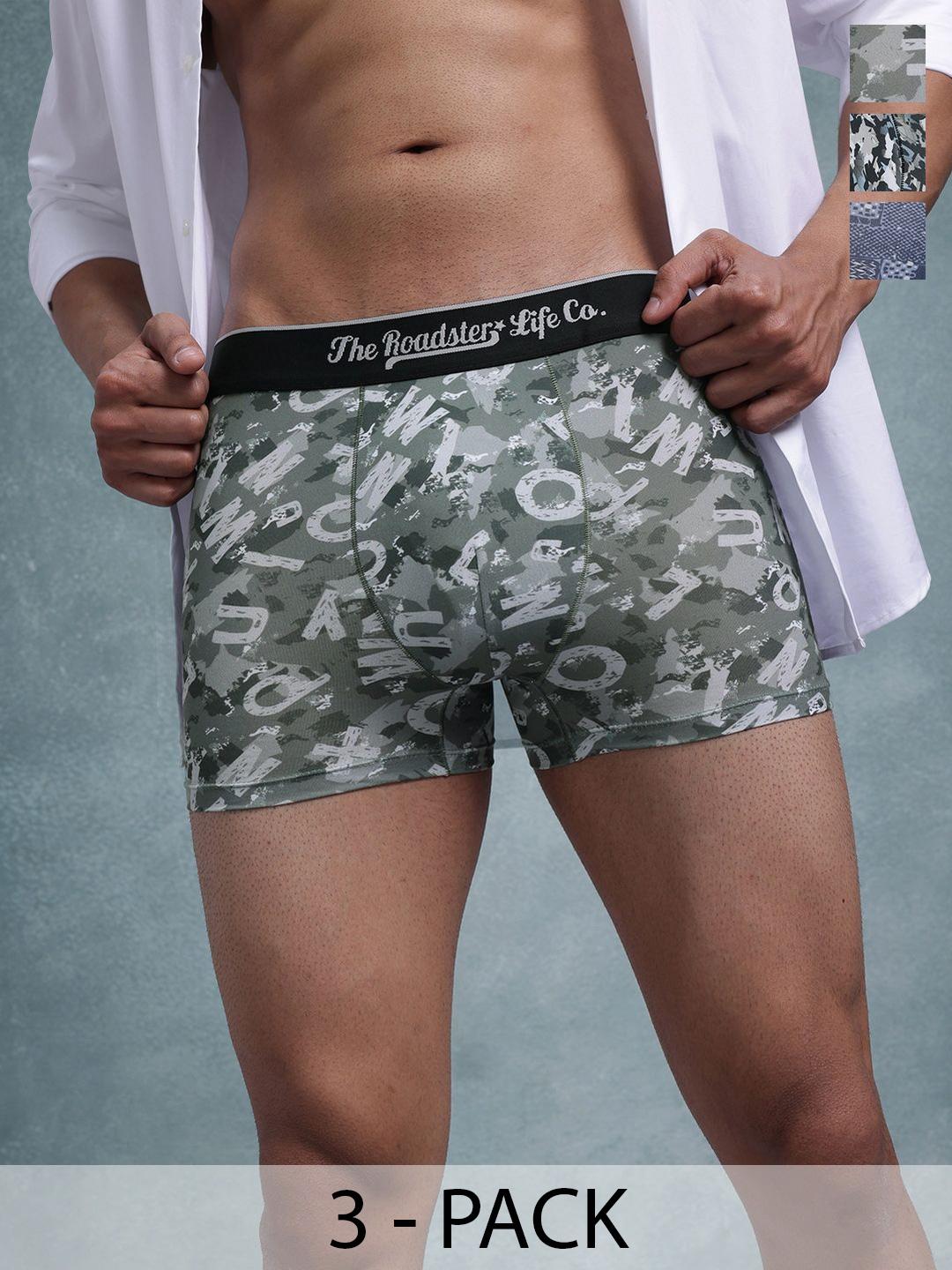 Buy The Roadster Lifestyle Co Pack Of 3 Printed Mid Rise Short Trunks -  - Apparel for Men