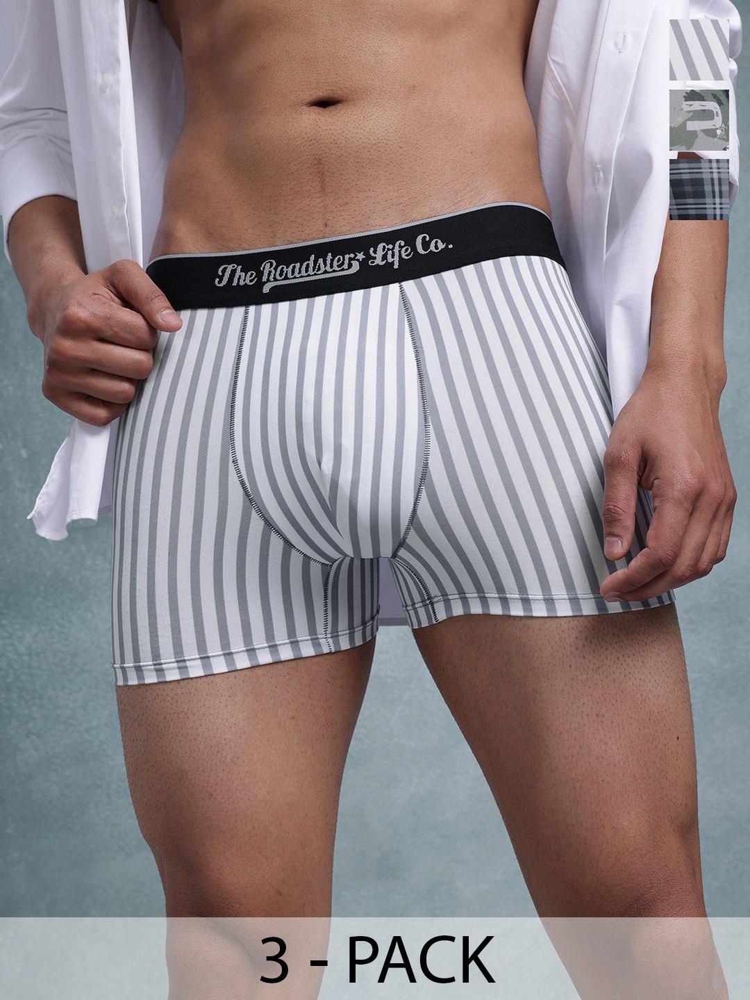 Buy The Roadster Lifestyle Co Pack Of 3 Printed Mid Rise Short Trunks - - Apparel for Men