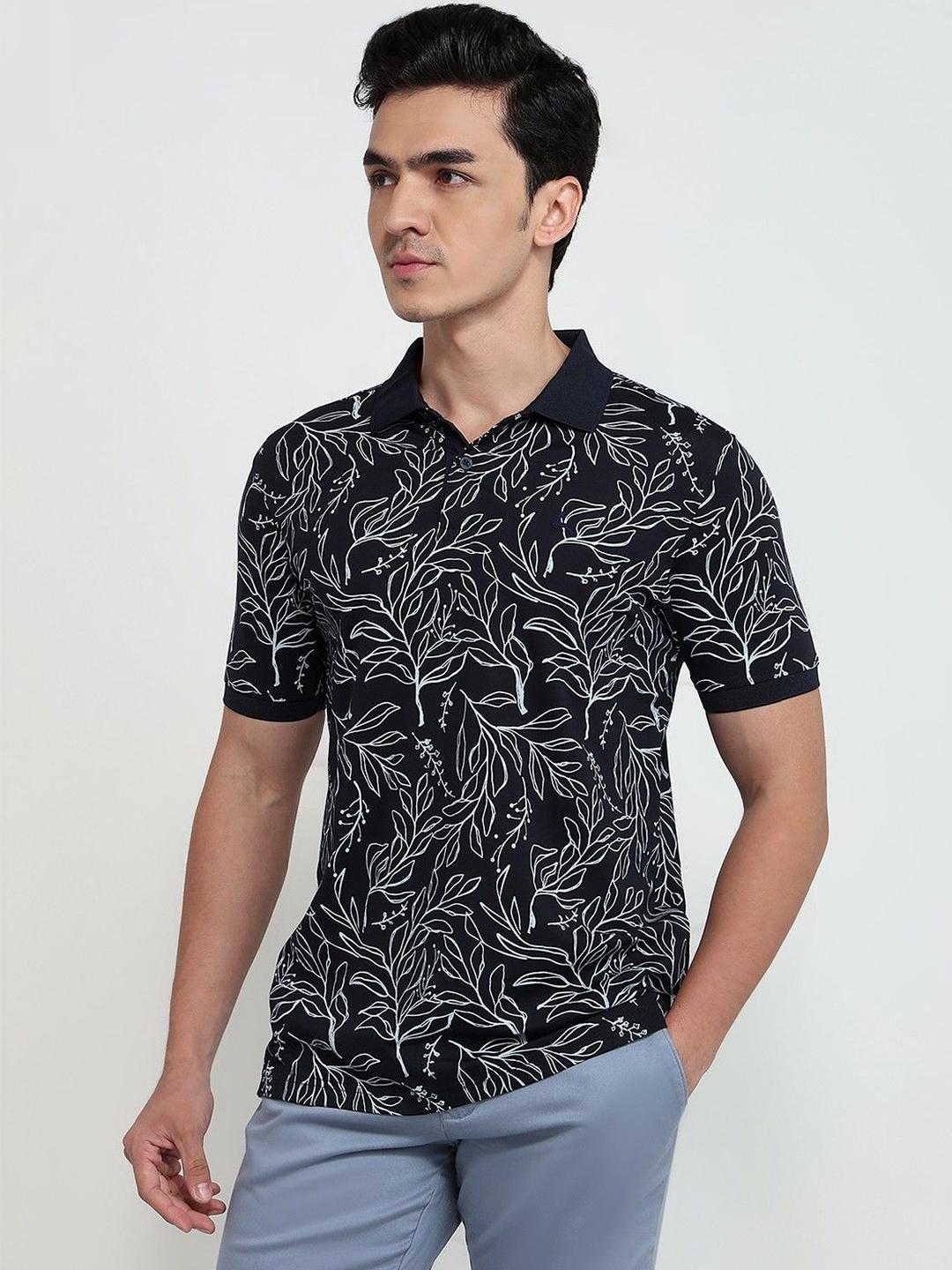 Buy Parx Men Floral Printed Polo Collar T Shirt - Tshirts for Men ...