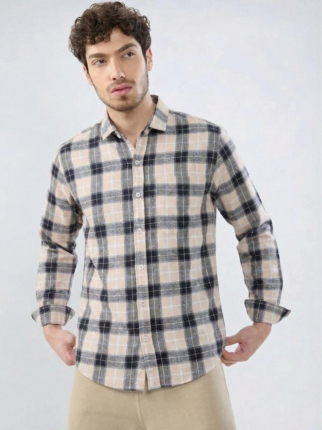 OQUENT Men Standard Checked Casual Shirt