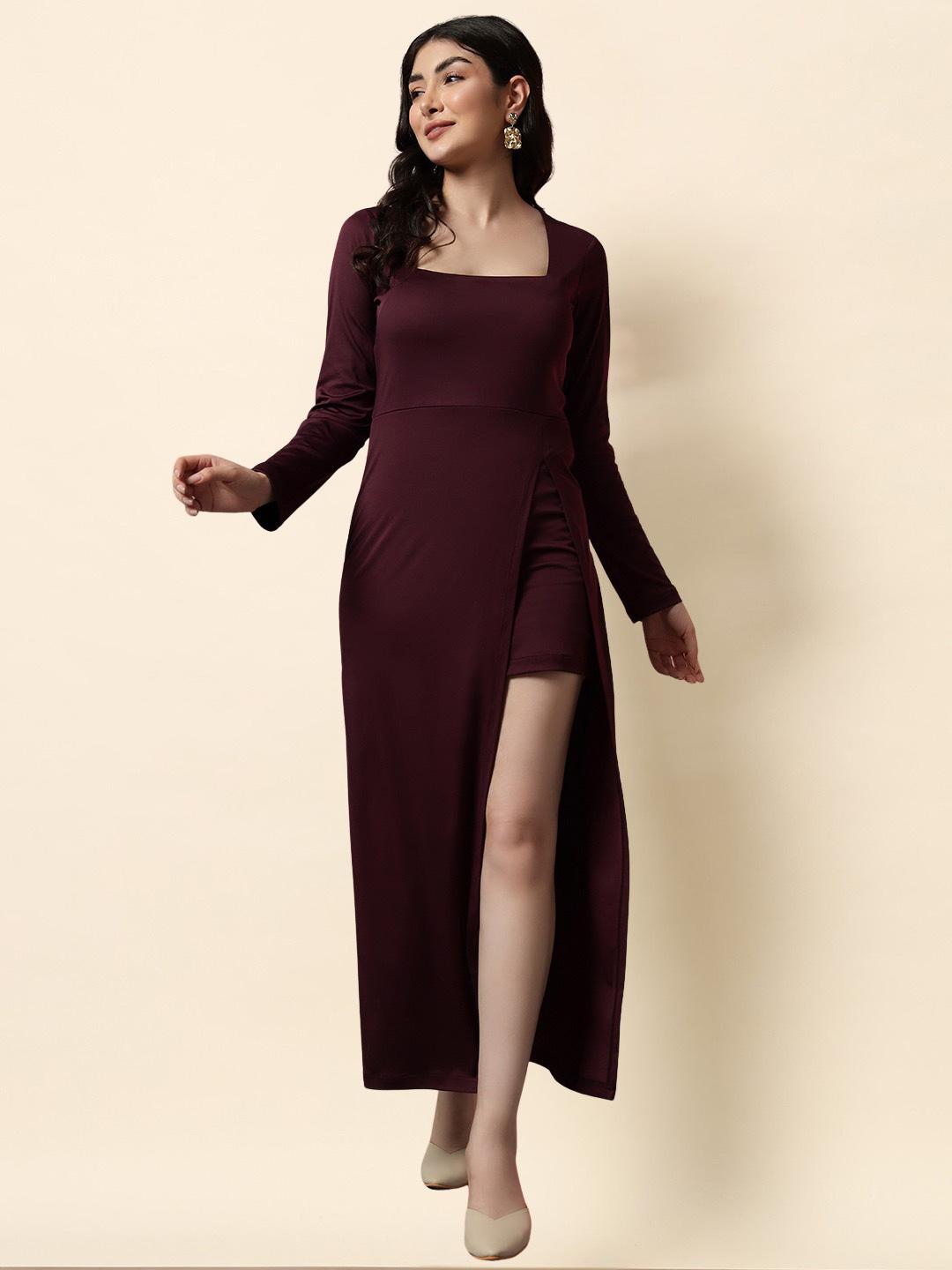 Square Slits Buy CORSICA Women Slits Square Neck Long Sleeve Bodycon Maxi Dress ...