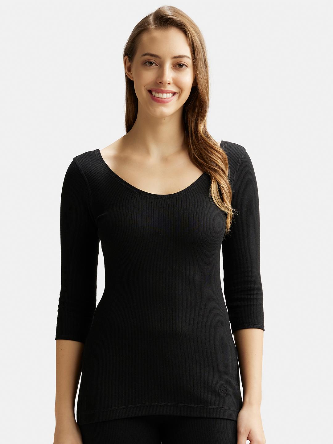 Buy Jockey Super Combed Cotton Three Quarter Sleeve Thermal Top With StayWarm Technology 2503 - - Apparel for Women