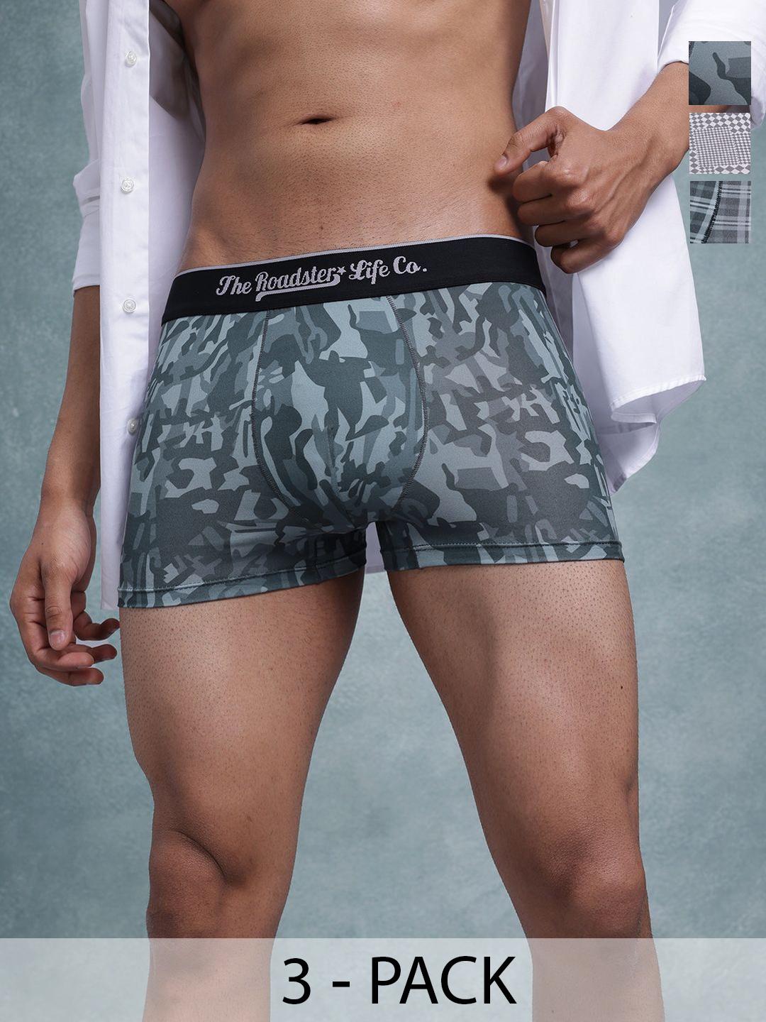 Buy The Roadster Lifestyle Co Pack Of 3 Printed Breathable Trunks - - Apparel for Men
