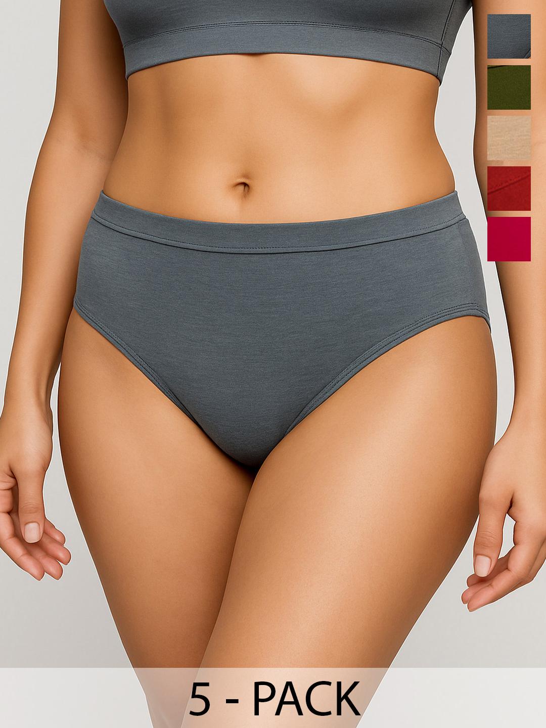 Buy Moda Rapido Pack Of 5 Cotton Mid Rise Hipster Briefs - - Apparel for Women