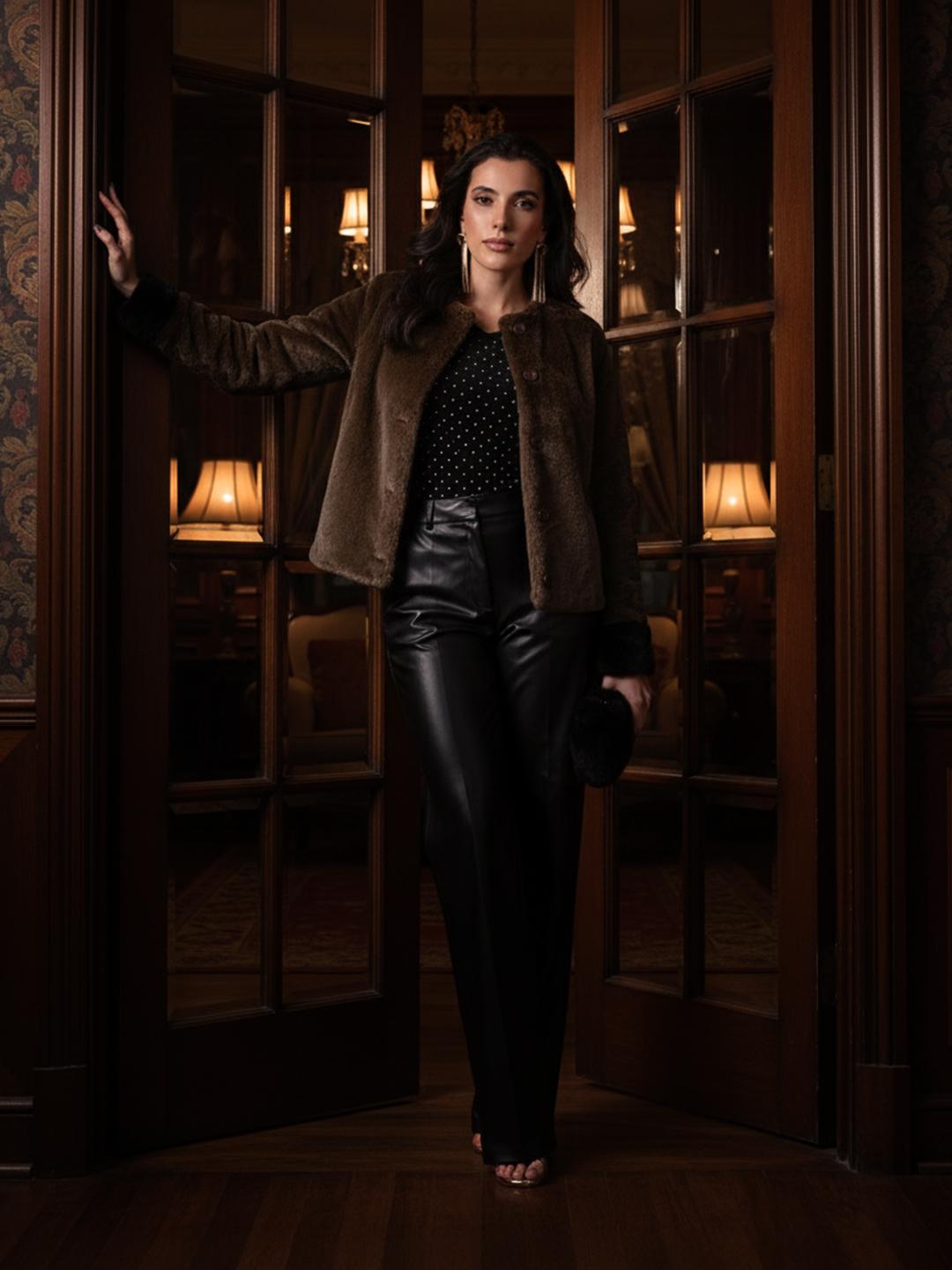 bebe Faux Fur Trim Tailored Jacket