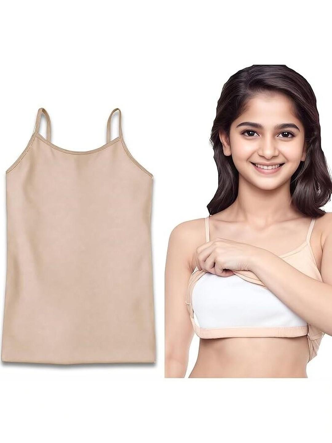Buy Beige Solid Lightly Padded Camisoles - - Apparel for Girls