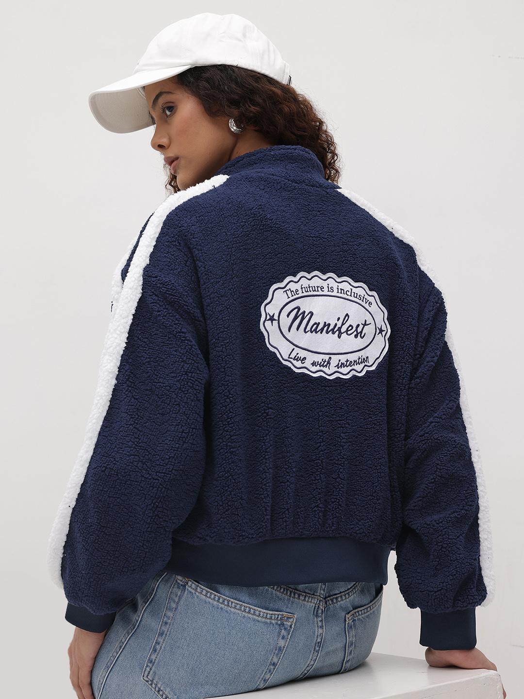 Buy The Roadster Life Co. Typography Embroidered Sherpa  Jacket -  - Apparel for Women