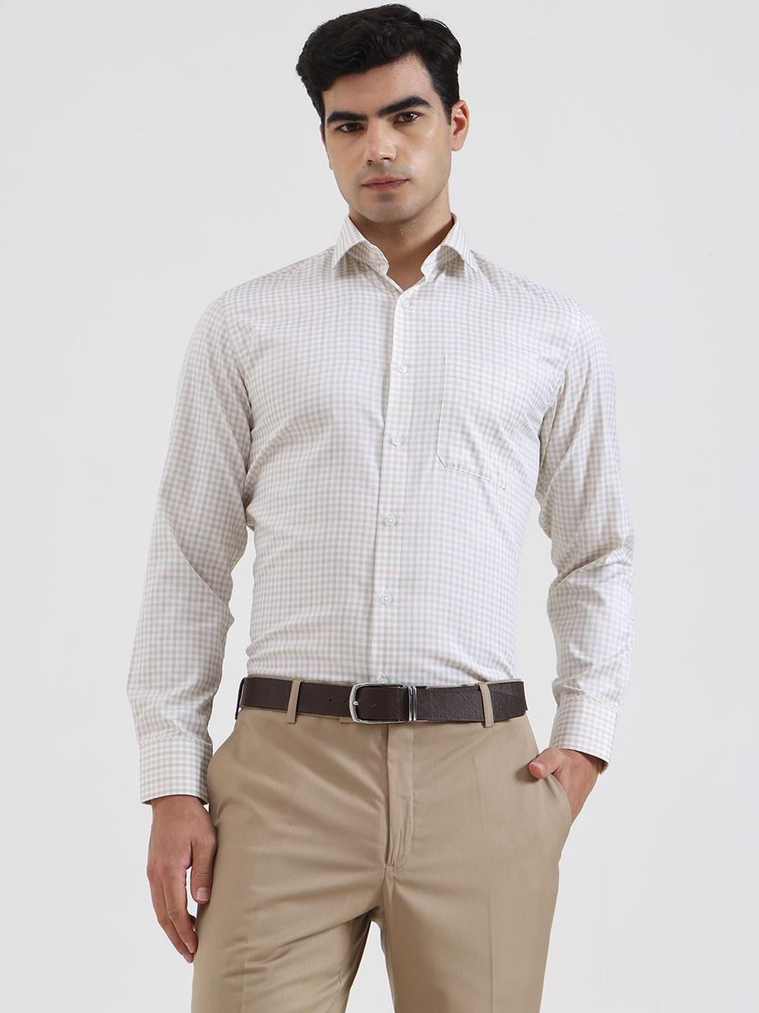 Men's Black Micro Checked Cotton Slim Fit Shirt