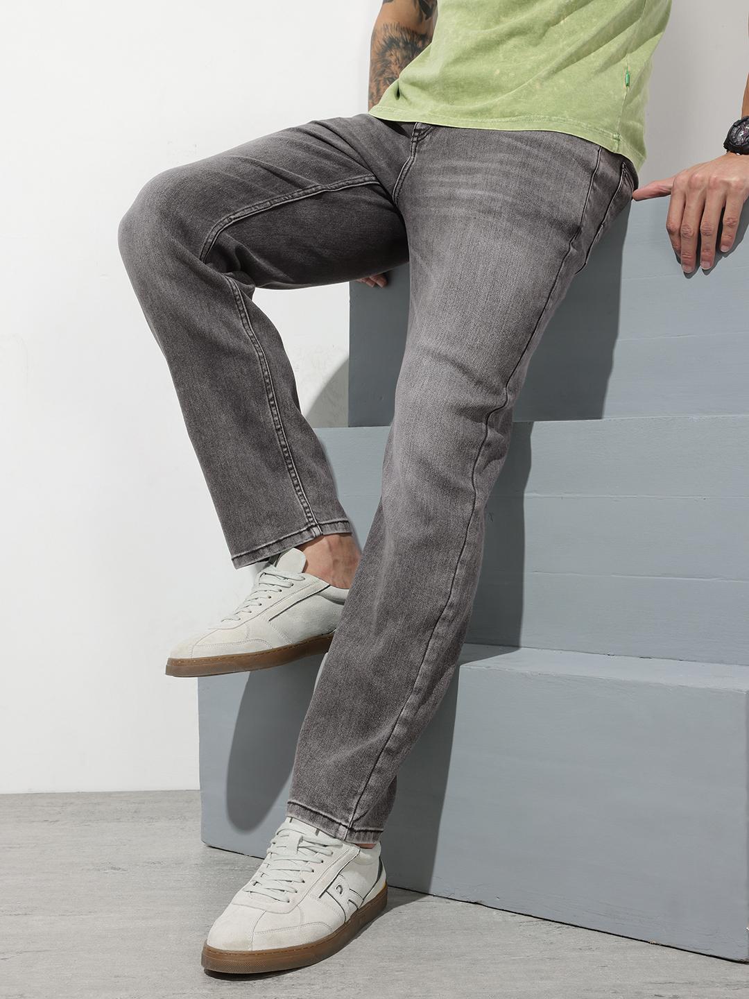 The Roadster Life Co. Men Straight Fit Heavy Fade Stretchable Jeans