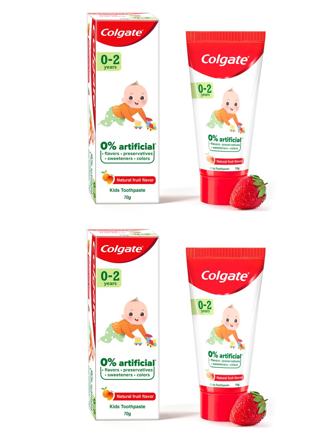 Buy Colgate 0 2 Years Kids Set Of 2 Natural Fruit Toothpastes To Clean ...