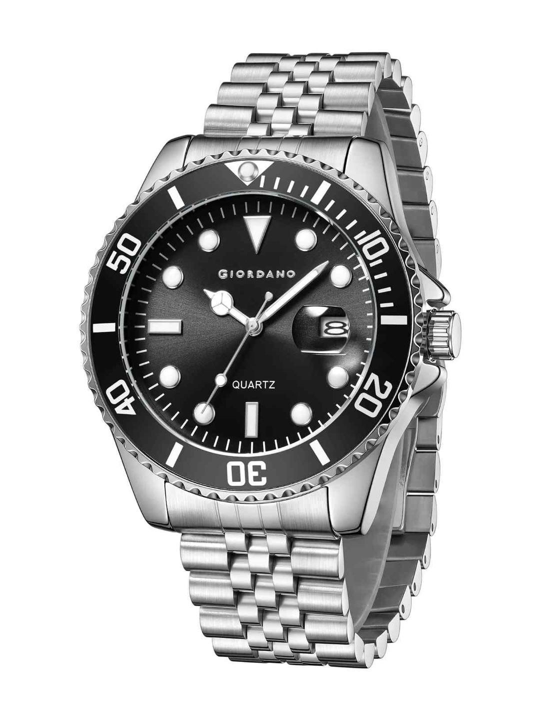 Buy GIORDANO Men Dial & Stainless Steel Bracelet Style Straps Analogue Date Aperture Watch GZ 50168 11 -  - Accessories for Men