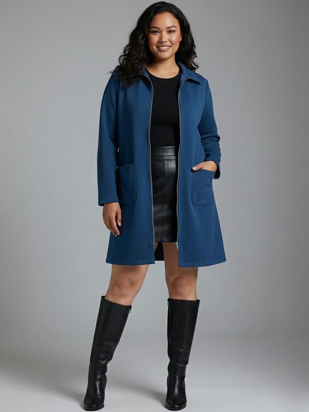 Qurvii Women Fleece Open Front Jacket