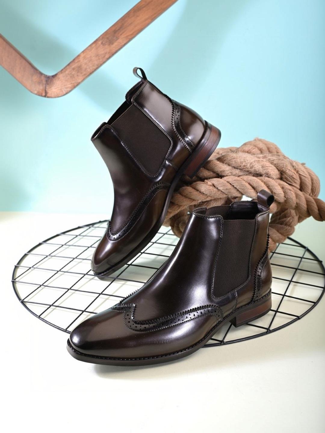 Buy House Of Pataudi Men Wingstyle Brogue Chelsea Ankle Boots - - Footwear for Men