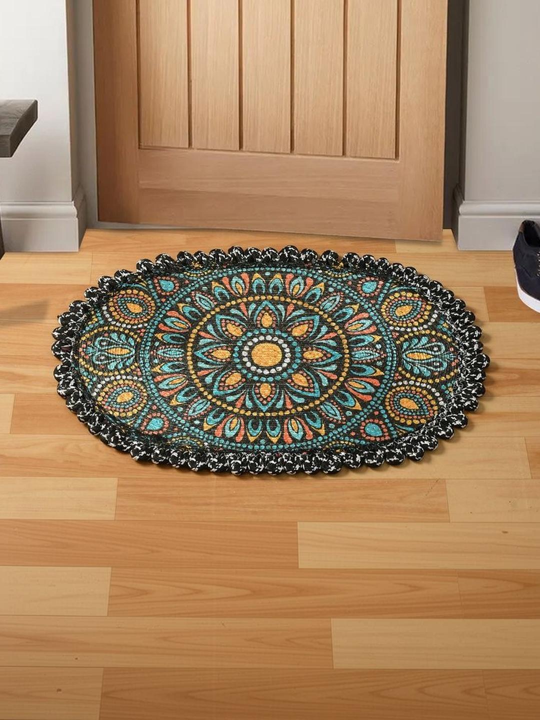 Buy FINE TEX WORLD Black & Blue Soft & Thick Printed No Shredding Doormats - - Home for Unisex
