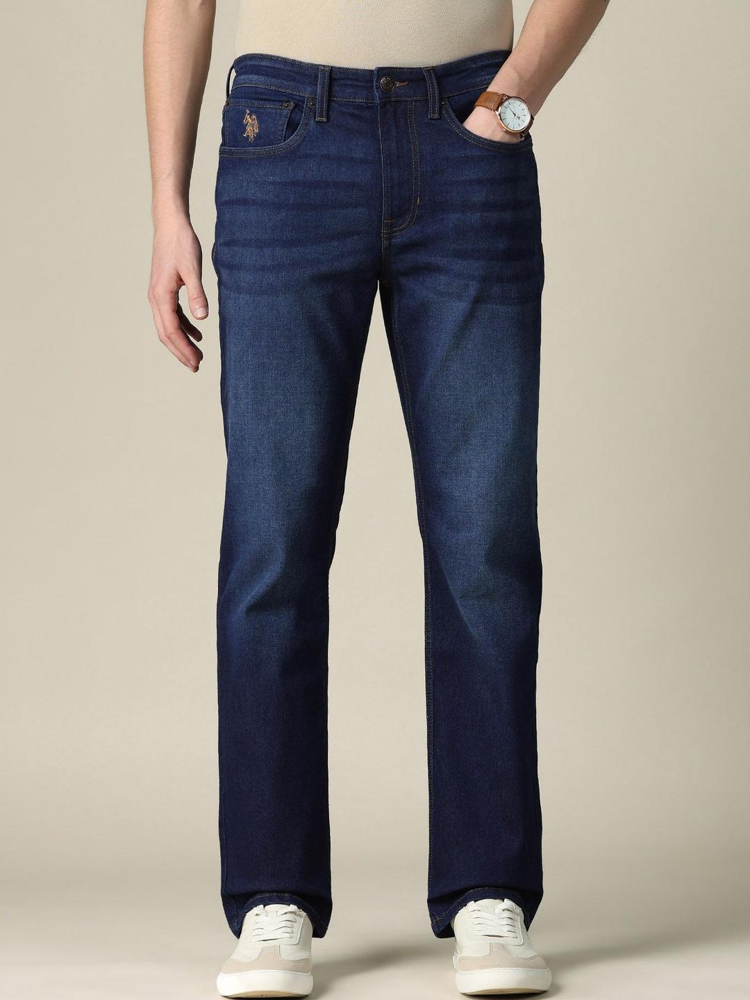U.S. Polo Assn. Denim Co. Men Straight Fit Mid-Rise Light Fade Stretchable Jeans