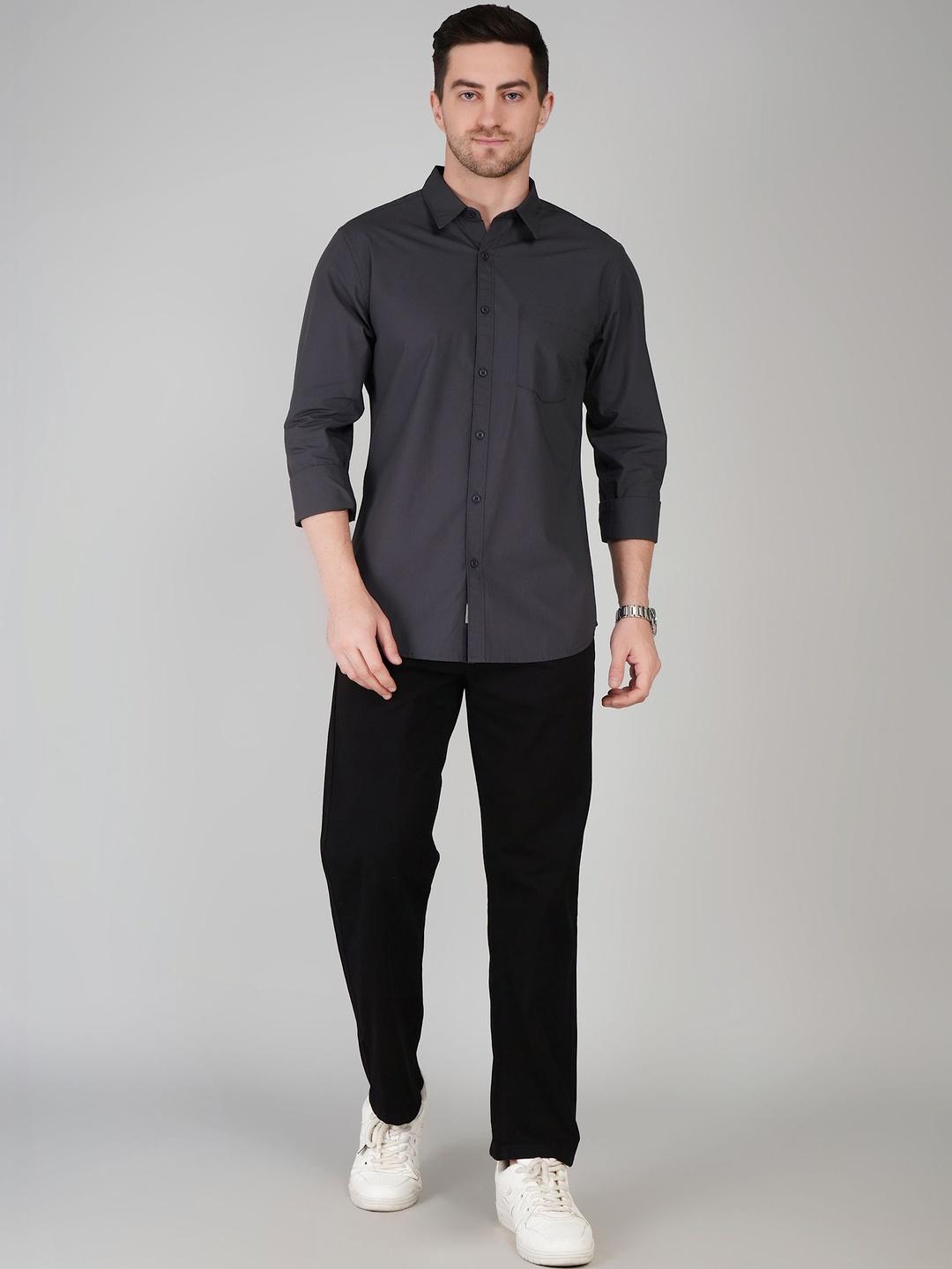 The Roadster Lifestyle Co Spread Collar Long Sleeve Pure Cotton Shirt