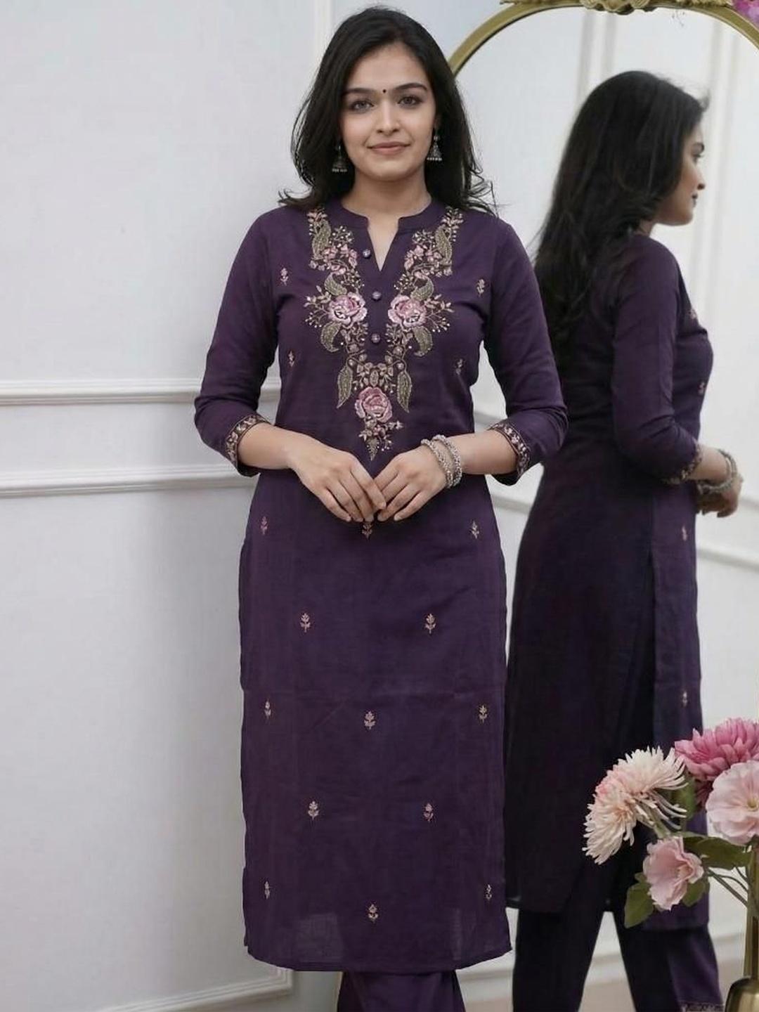 Opive Buy OPIVE FASHION HUB Women Floral Embroidered Regular Thread Work ...