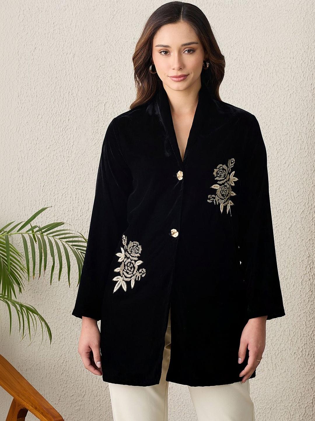 First Resort by Ramola Bachchan Women Floral Woven with Embroidered Jacket
