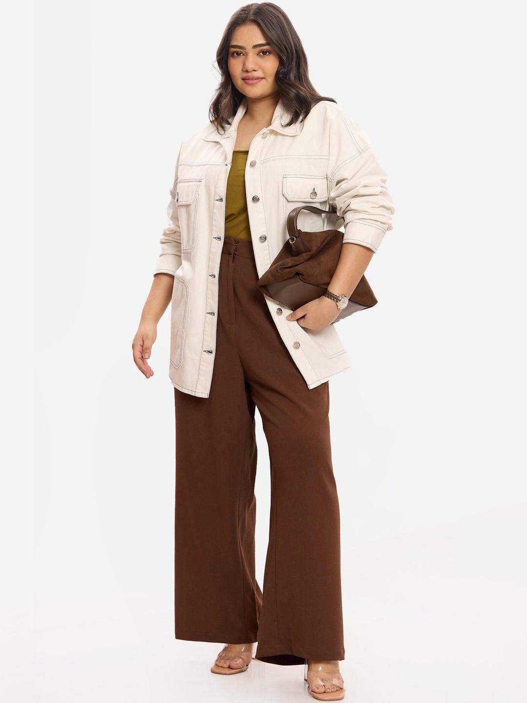 Virgio Solid Cotton Denim Long Sleeves Plus Size Jackets